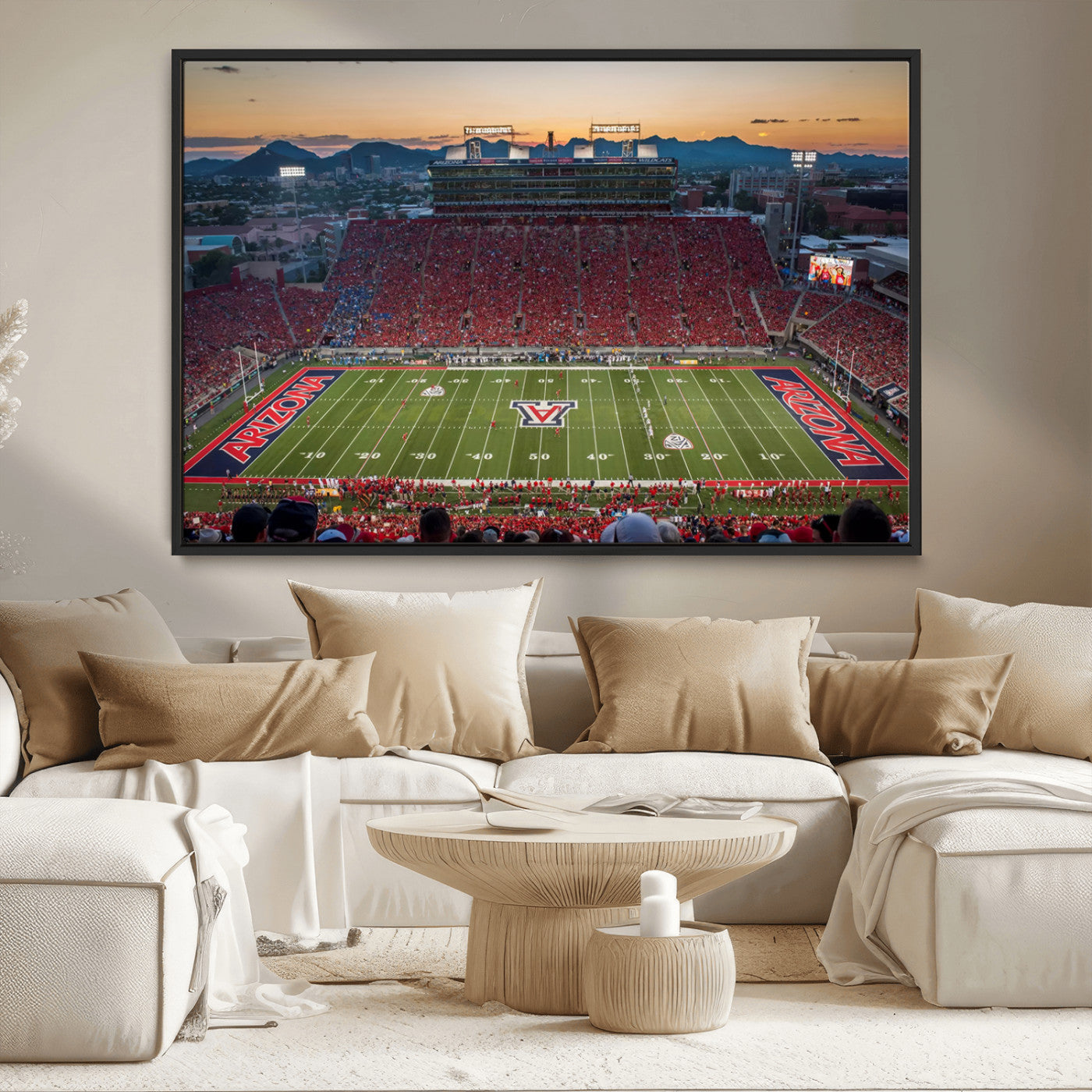 MGV-FC-36X24 - Arizona Wildcats Football Team Print - Tucson Arizona Stadium Wall Art Canvas Print