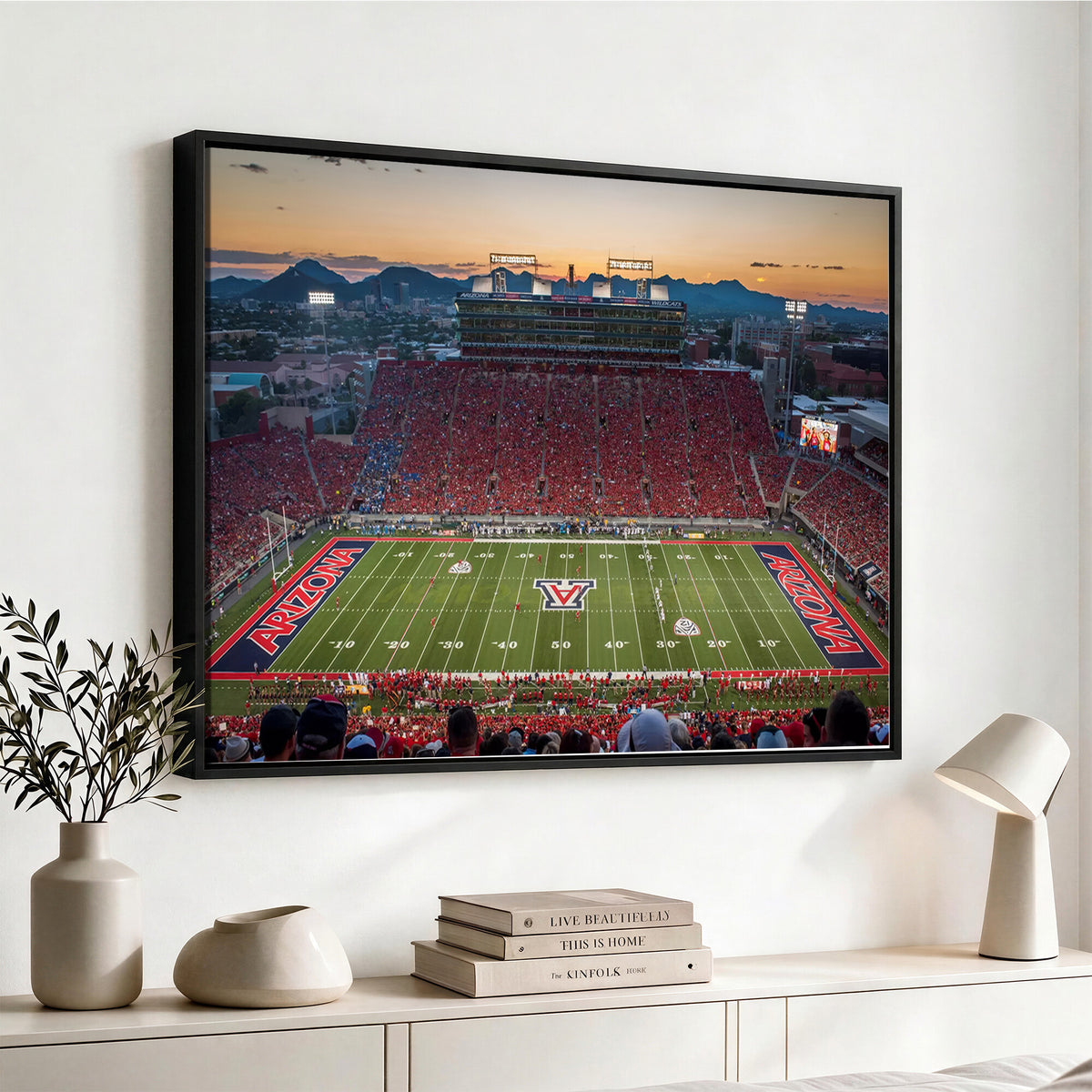 45563-MGV-CV-36X24 - Arizona Wildcats Football Team Print - Tucson Arizona Stadium Wall Art Canvas Print