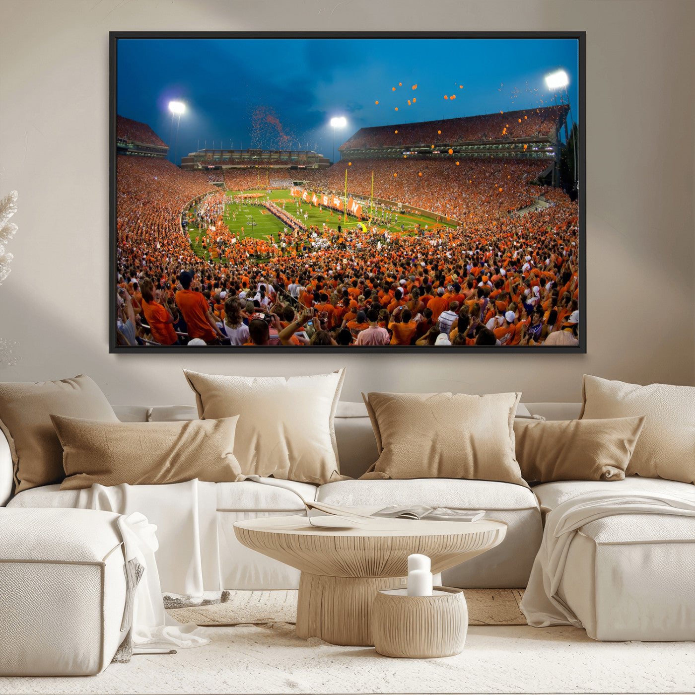 MGV-FC-36X24 - Clemson University Tigers Football Team Print - Clemson Memorial Stadium Wall Art Canvas Print