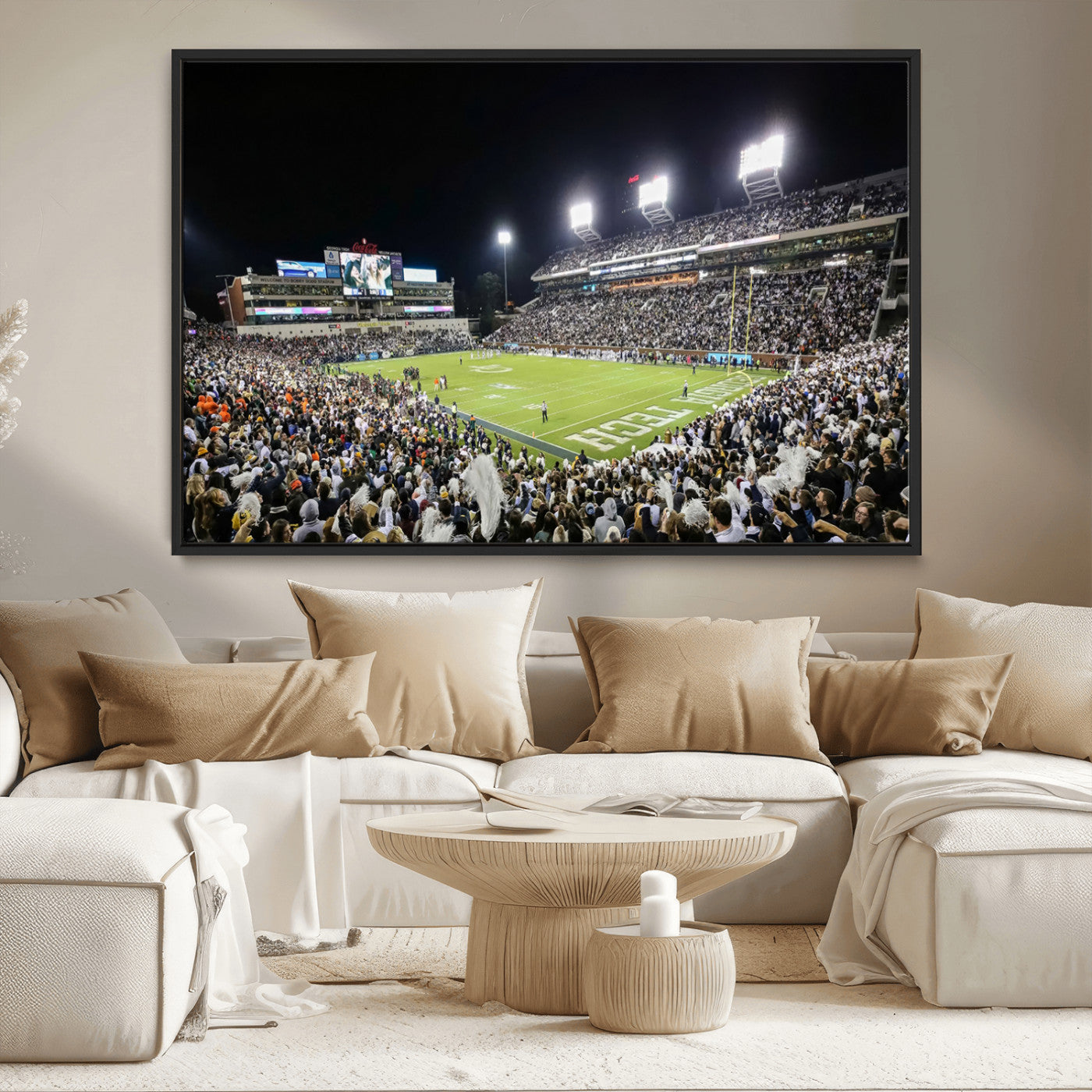 MGV-FC-36X24 - Georgia Tech Yellow Jackets Football Team Print - Atlanta Bobby Dodd Stadium Wall Art Canvas Print
