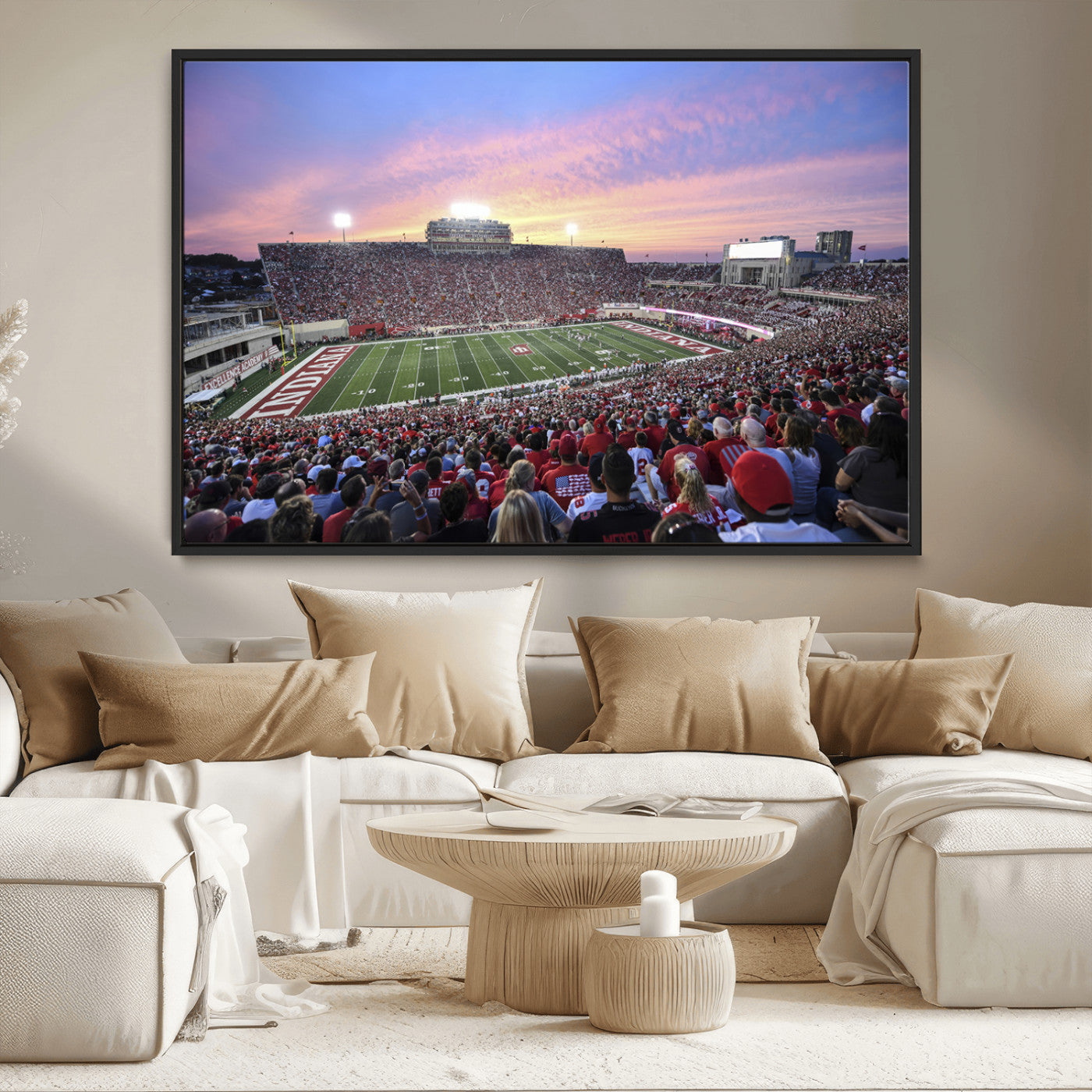 MGV-FC-36X24 - Indiana University Hoosiers Football Team Print - Bloomington Memorial Stadium Wall Art Canvas Print