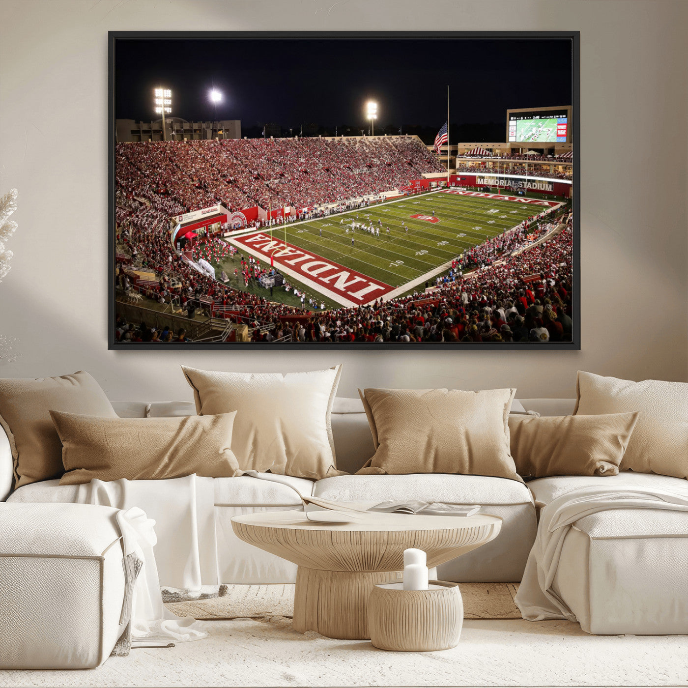 MGV-FC-36X24 - Indiana University Hoosiers Football Team Print Canvas - Bloomington Memorial Stadium Wall Art