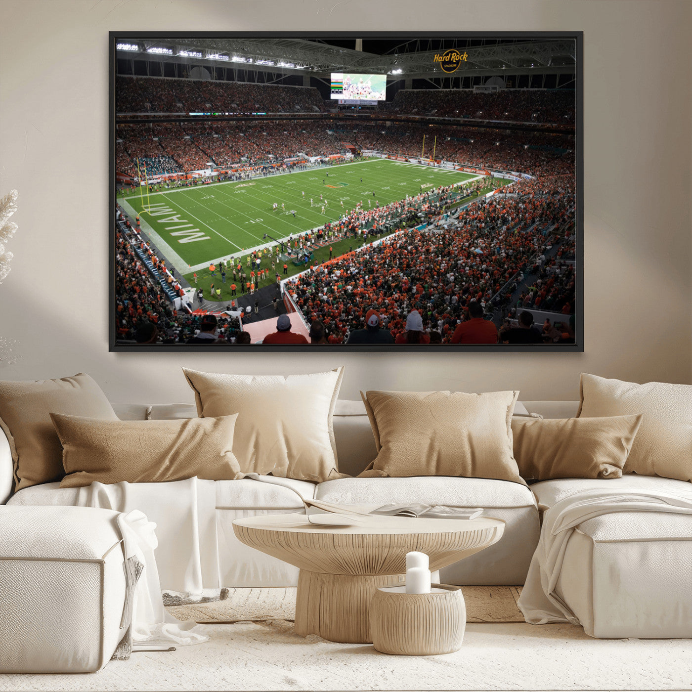 MGV-FC-36X24 - Miami Hurricanes Football Team Print Canvas- Miami Hard Rock Stadium Wall Art Canvas Print