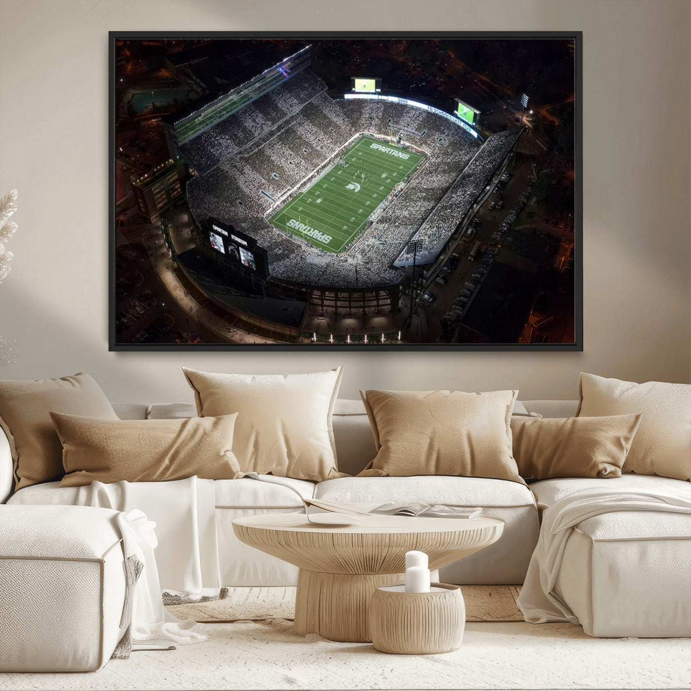 MGV-FC-36X24 - Michigan State Spartans Football Team Print - East Lansing Spartan Stadium Print Wall Art