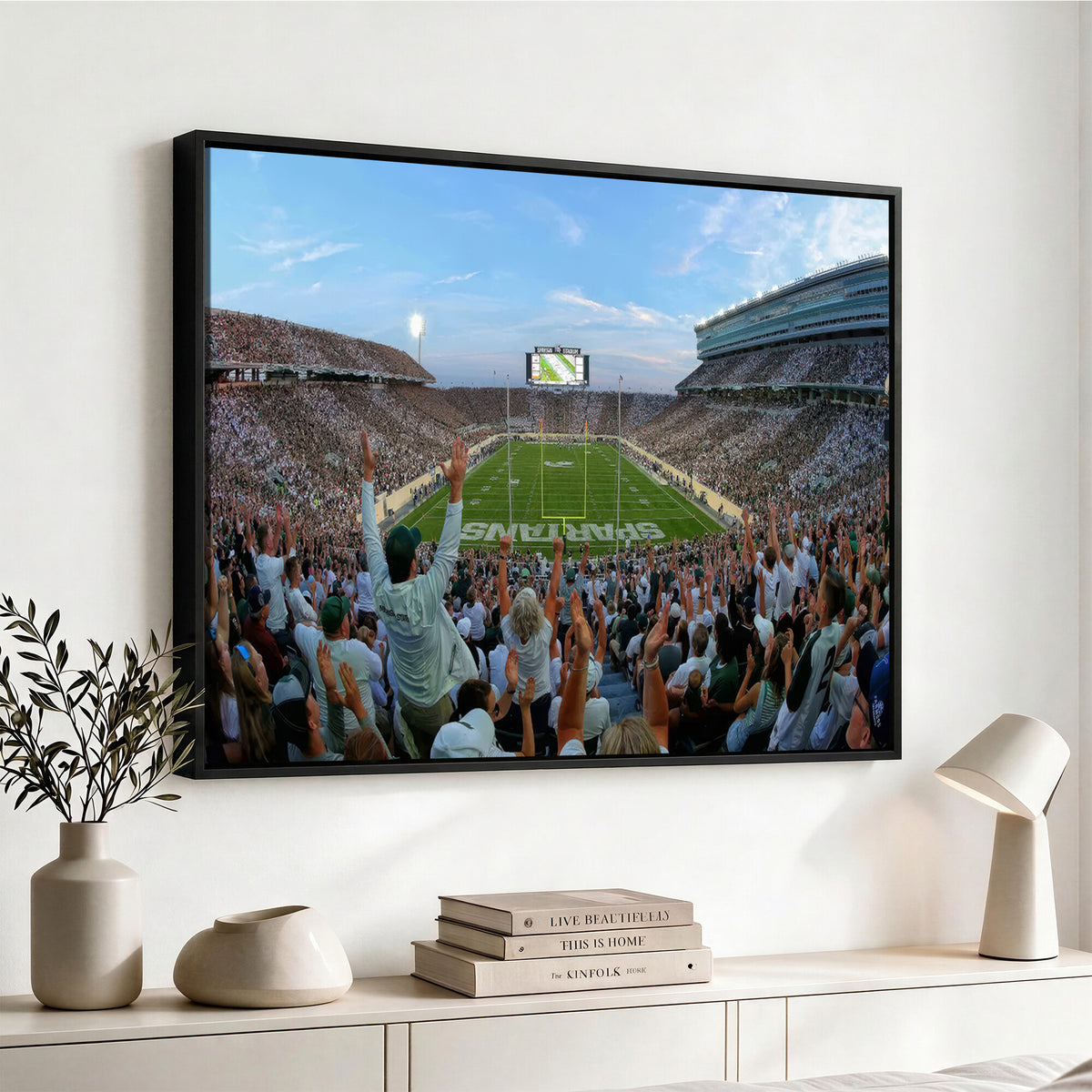 73105-PAN-FL-20X10 - Michigan State Spartans Football Team Art Print - East Lansing Spartan Stadium Wall Art Canvas Print