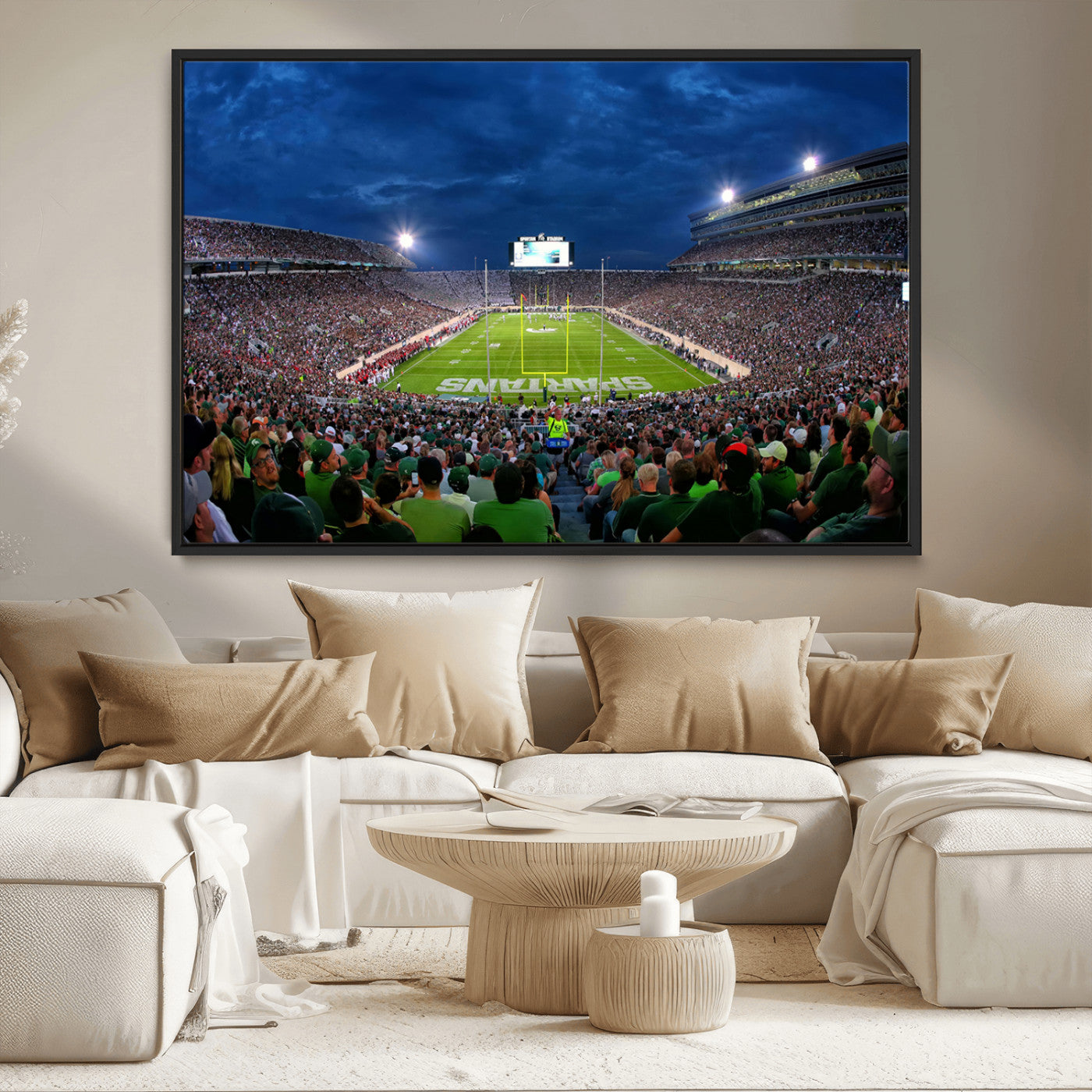 MGV-FC-36X24 - Michigan State Spartans Football Team Print - East Lansing Spartan Stadium Wall Art Canvas Print