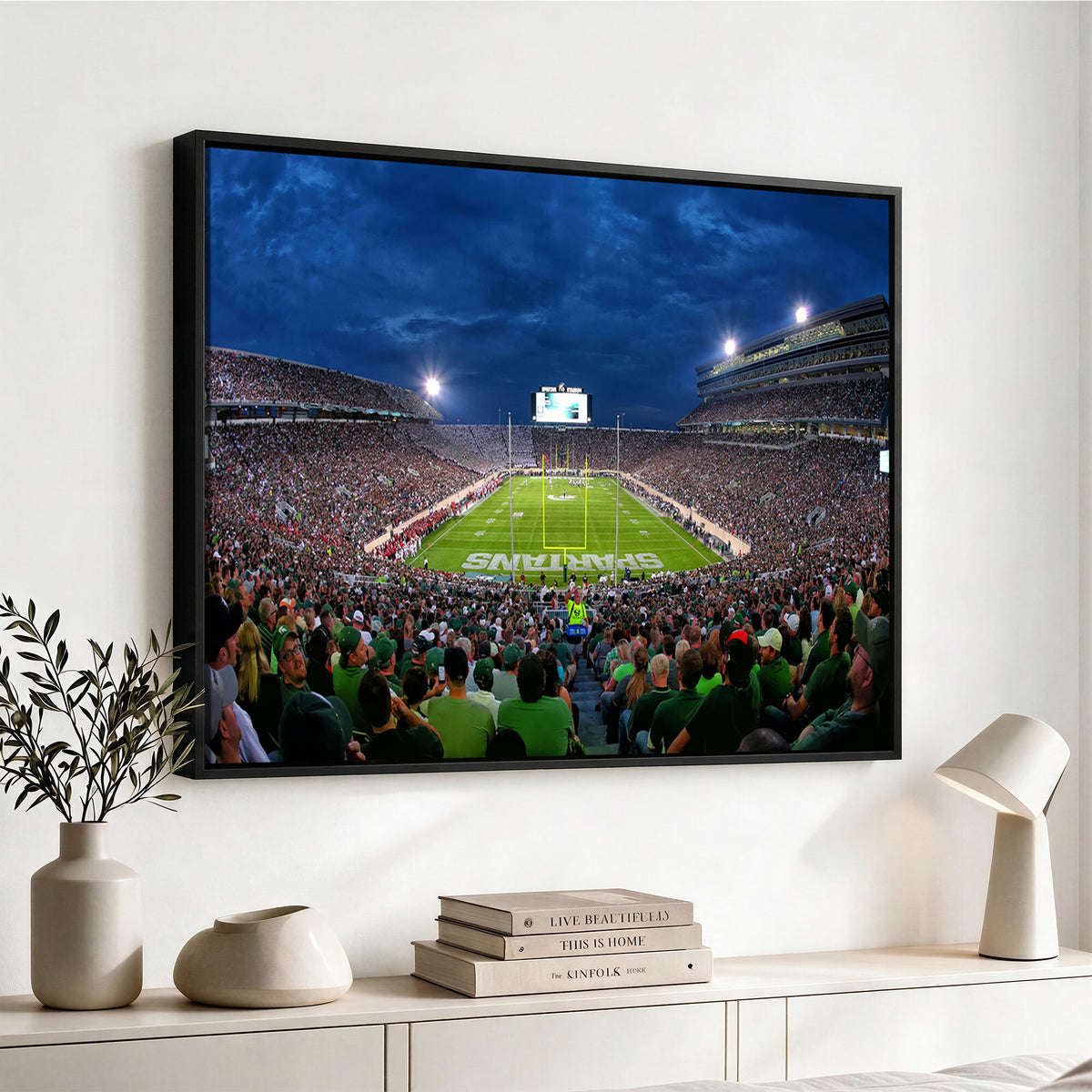 35248-PAN-FL-20X10 - Michigan State Spartans Football Team Print - East Lansing Spartan Stadium Wall Art Canvas Print