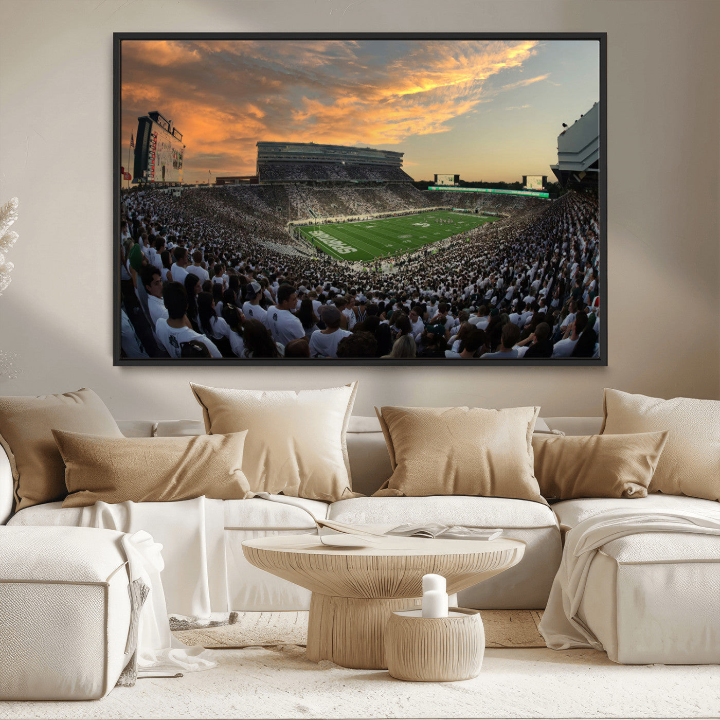 MGV-FC-36X24 - Michigan State Spartans Football Team Print - East Lansing Spartan Stadium Wall Art Canvas Print