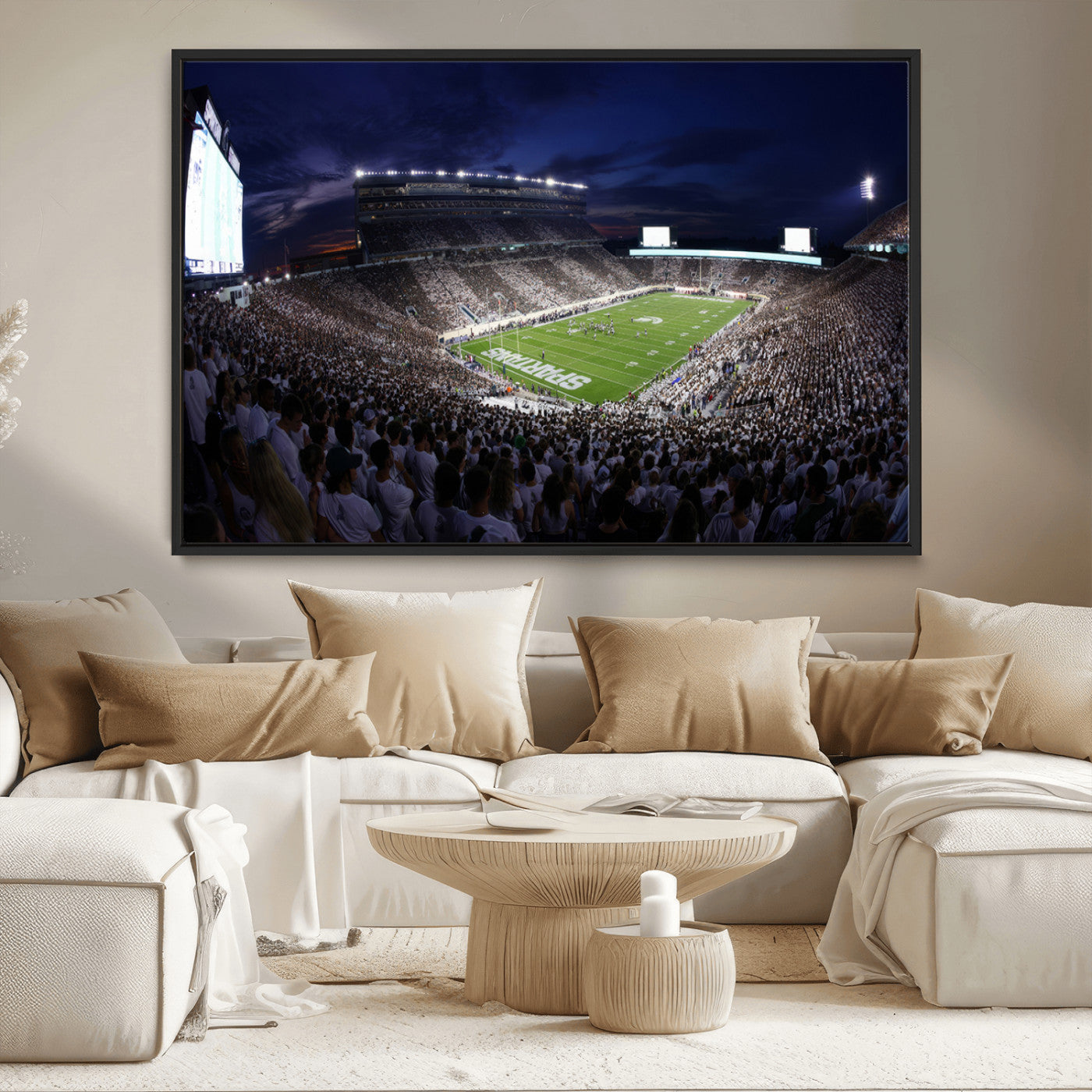 MGV-FC-36X24 - Michigan State Spartans Canvas, Framed Football Team Print - East Lansing Spartan Stadium Wall Art