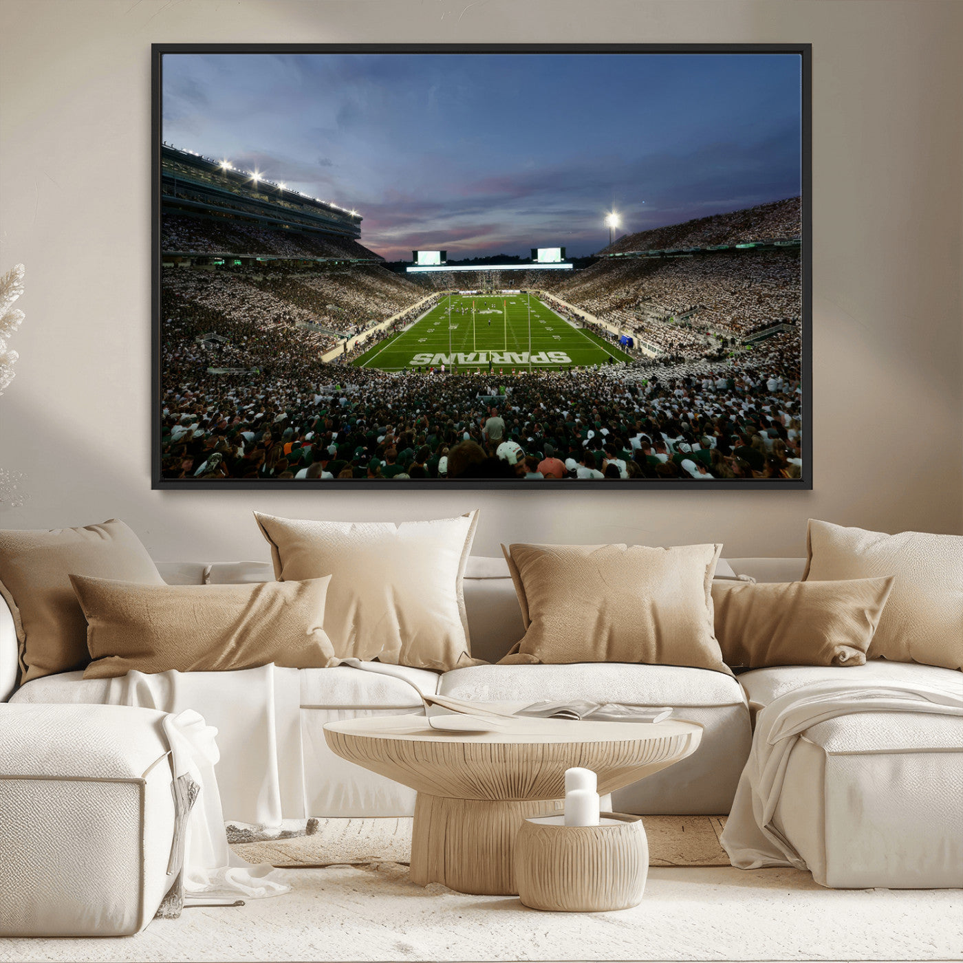 MGV-FC-36X24 - Michigan State Spartans Football Team Print - East Lansing Spartan Stadium Canvas Print