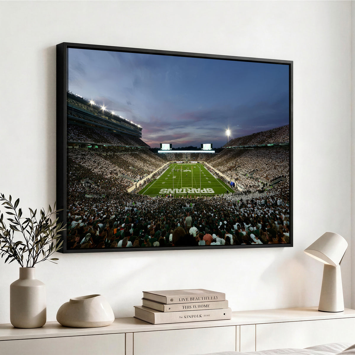 90831-PAN-FL-20X10 - Michigan State Spartans Football Team Print - East Lansing Spartan Stadium Canvas Print