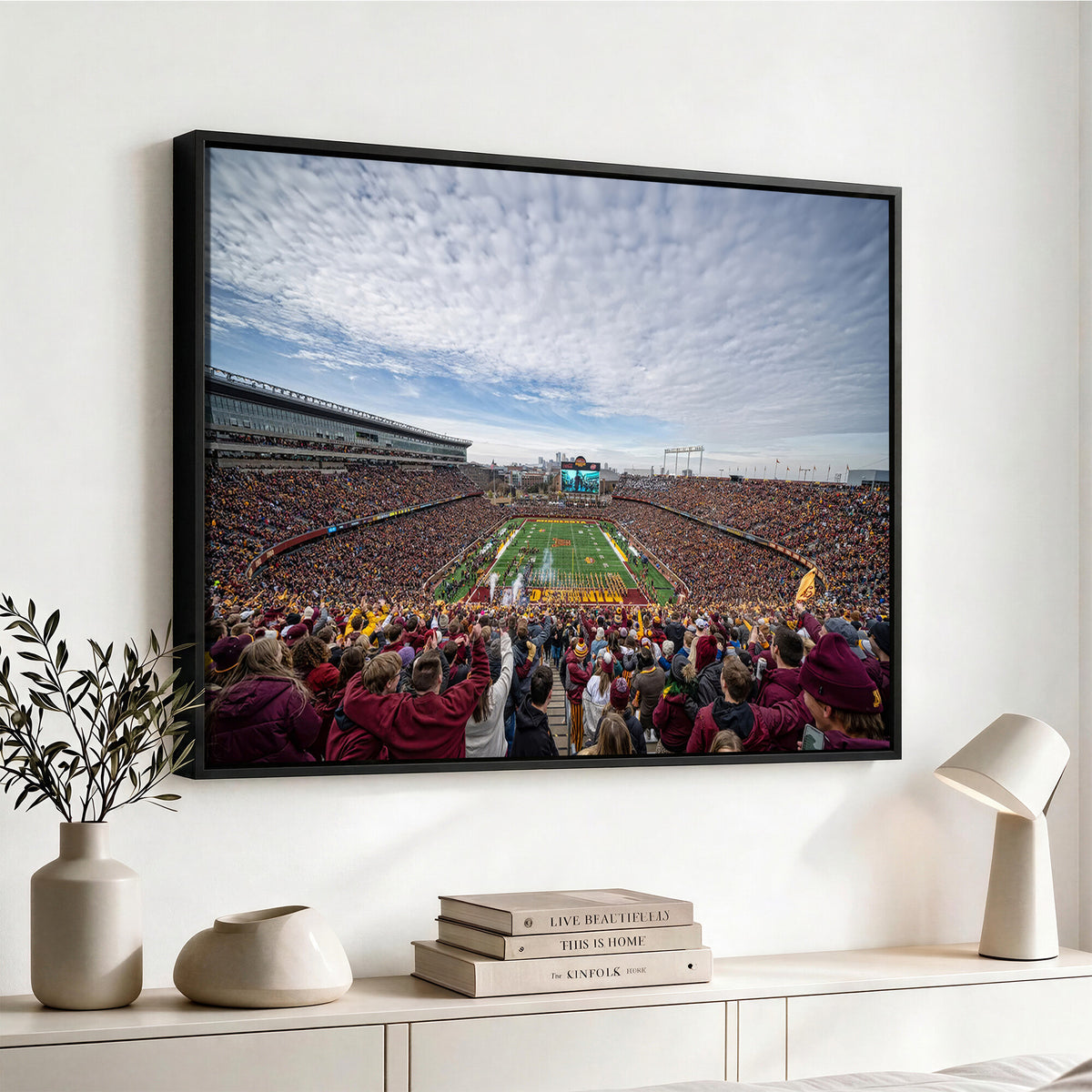 38459-PAN-FL-20X10 - University of Minnesota Golden Gophers Football Team Print - Minneapolis Huntington Bank Stadium Art
