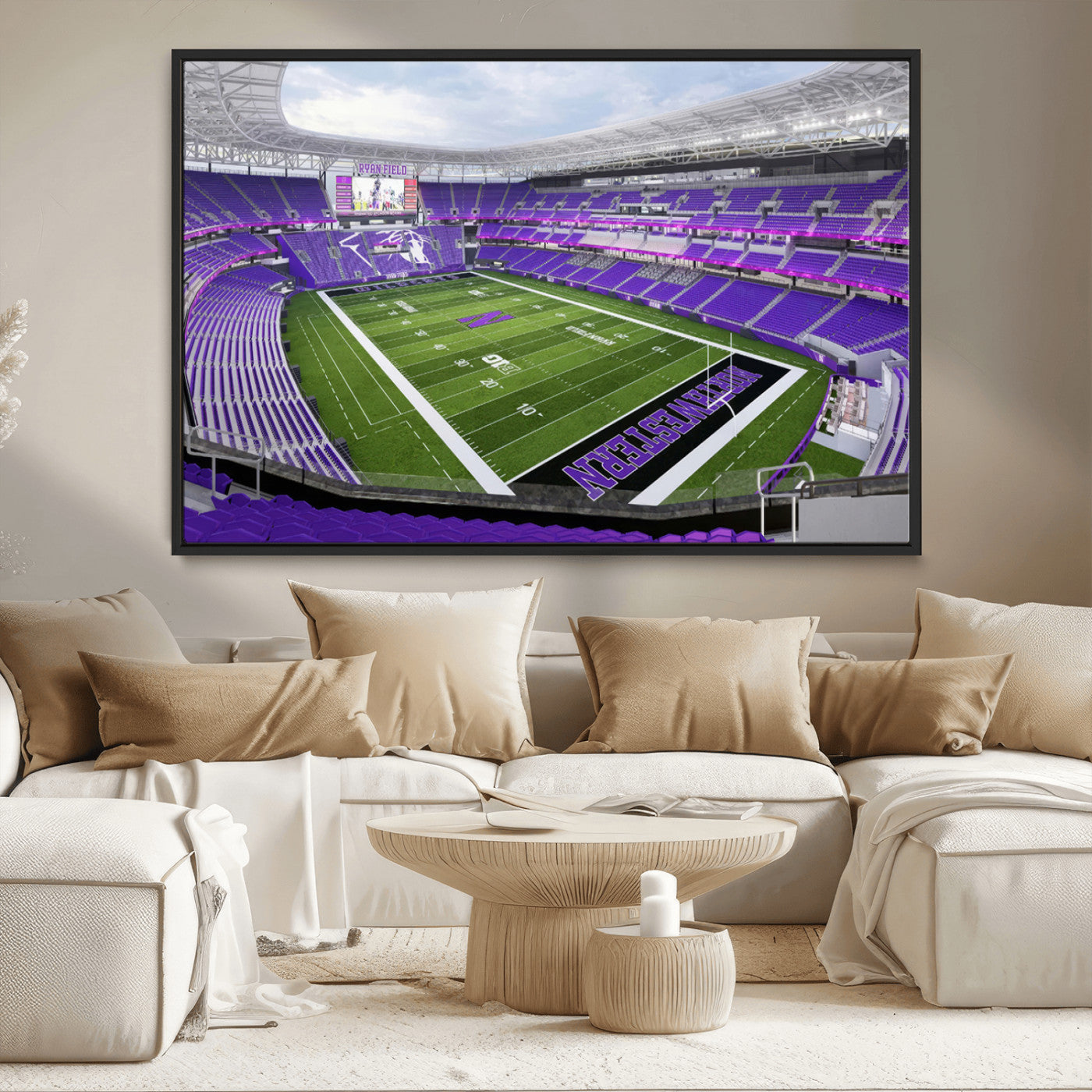 MGV-FC-36X24 - Northwestern University Wildcats Football Team Print - Evanston Ryan Field Wall Art Canvas Print