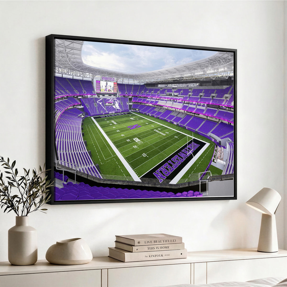 49190-MGV-CV-36X24 - Northwestern University Wildcats Football Team Print - Evanston Ryan Field Wall Art Canvas Print