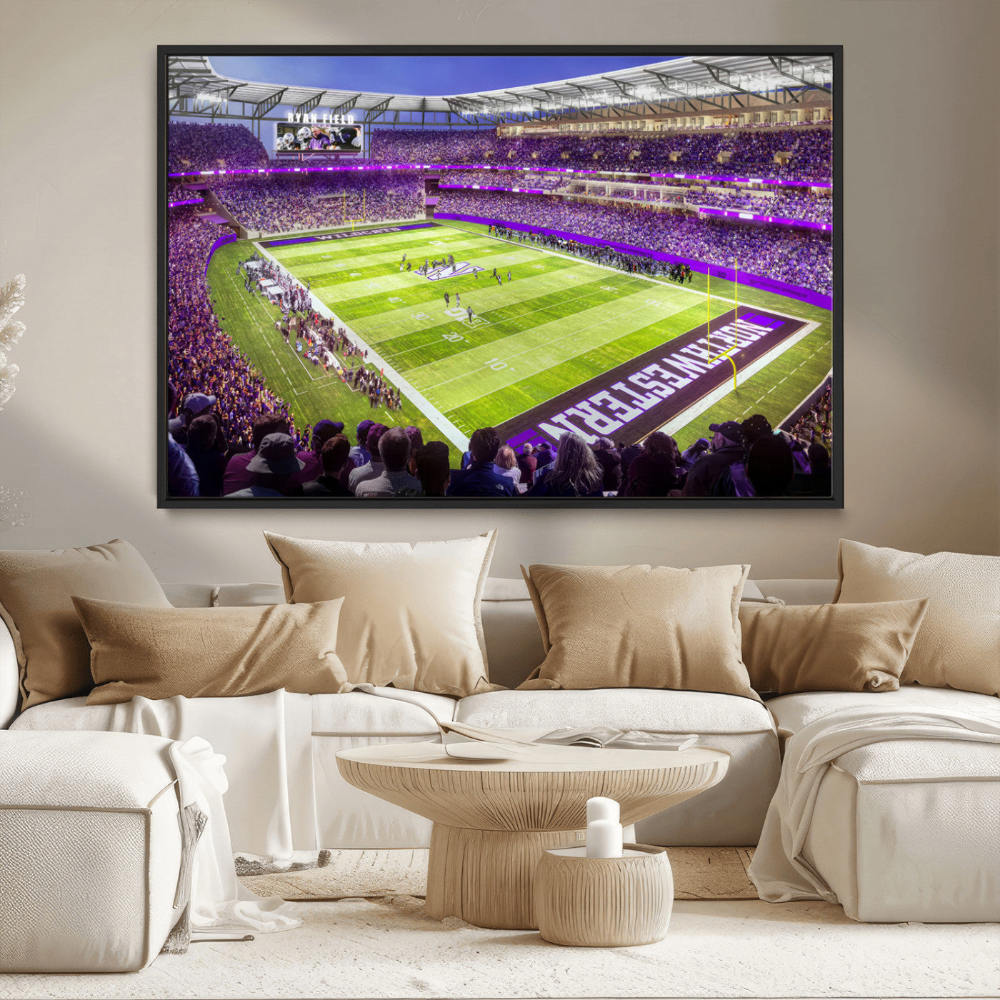 MGV-FC-36X24 - Northwestern University Wildcats Football Team Print - Evanston Ryan Field Wall Art Canvas Print