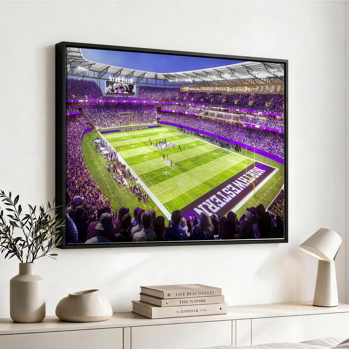 81245-MGV-CV-36X24 - Northwestern University Wildcats Football Team Print - Evanston Ryan Field Wall Art Canvas Print