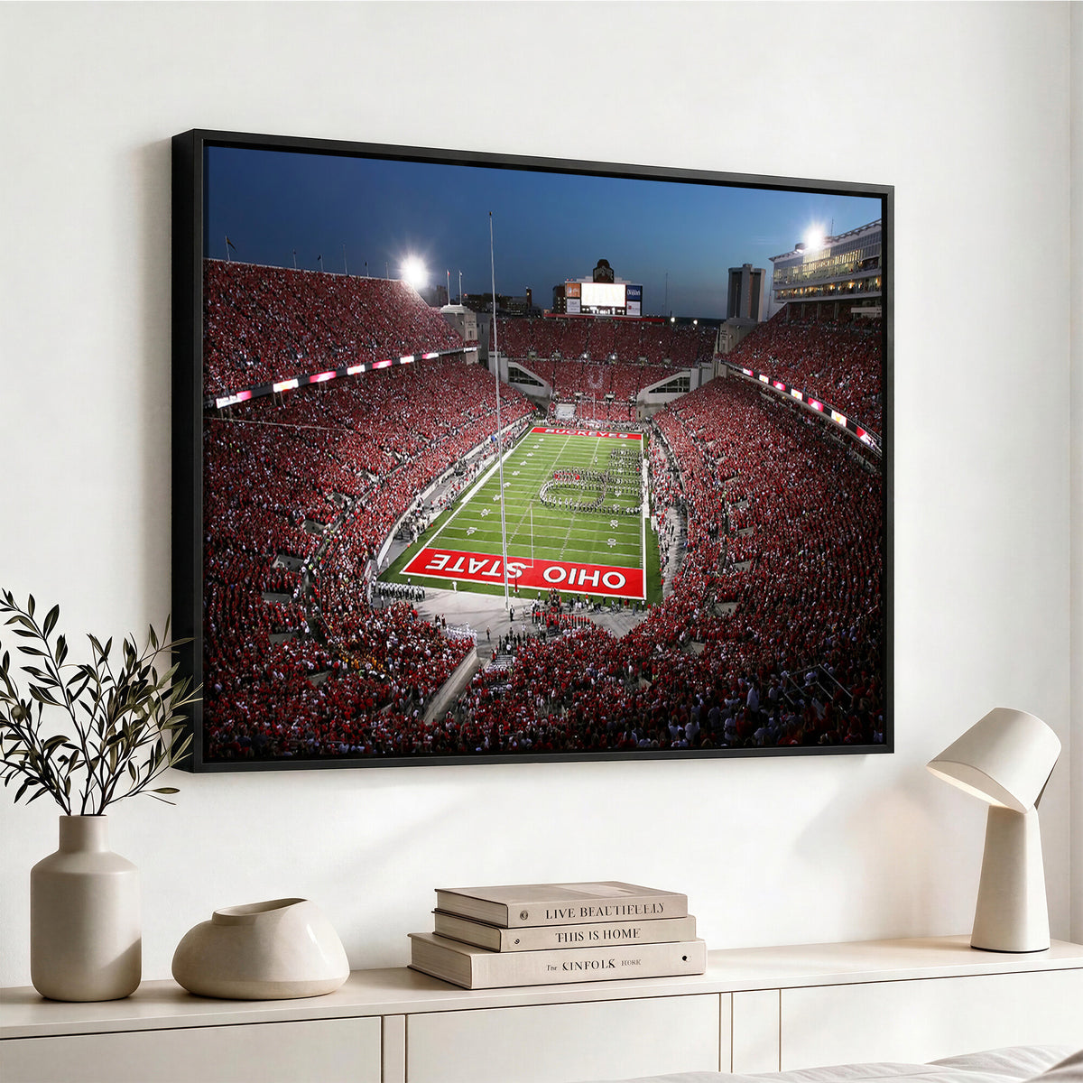 98743-PAN-FL-20X10 - Ohio State University Buckeyes Football Team Print - Columbus Ohio Stadium Wall Art Canvas Print