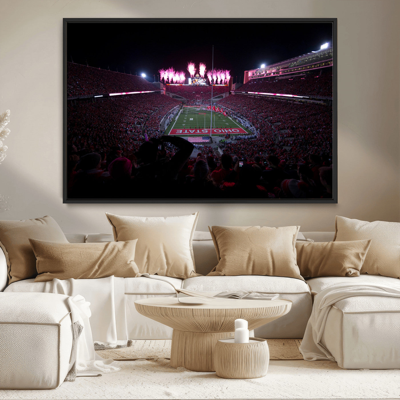 MGV-FC-36X24 - Ohio State University Buckeyes Football Team Print - Columbus Ohio Stadium Wall Art Canvas Print