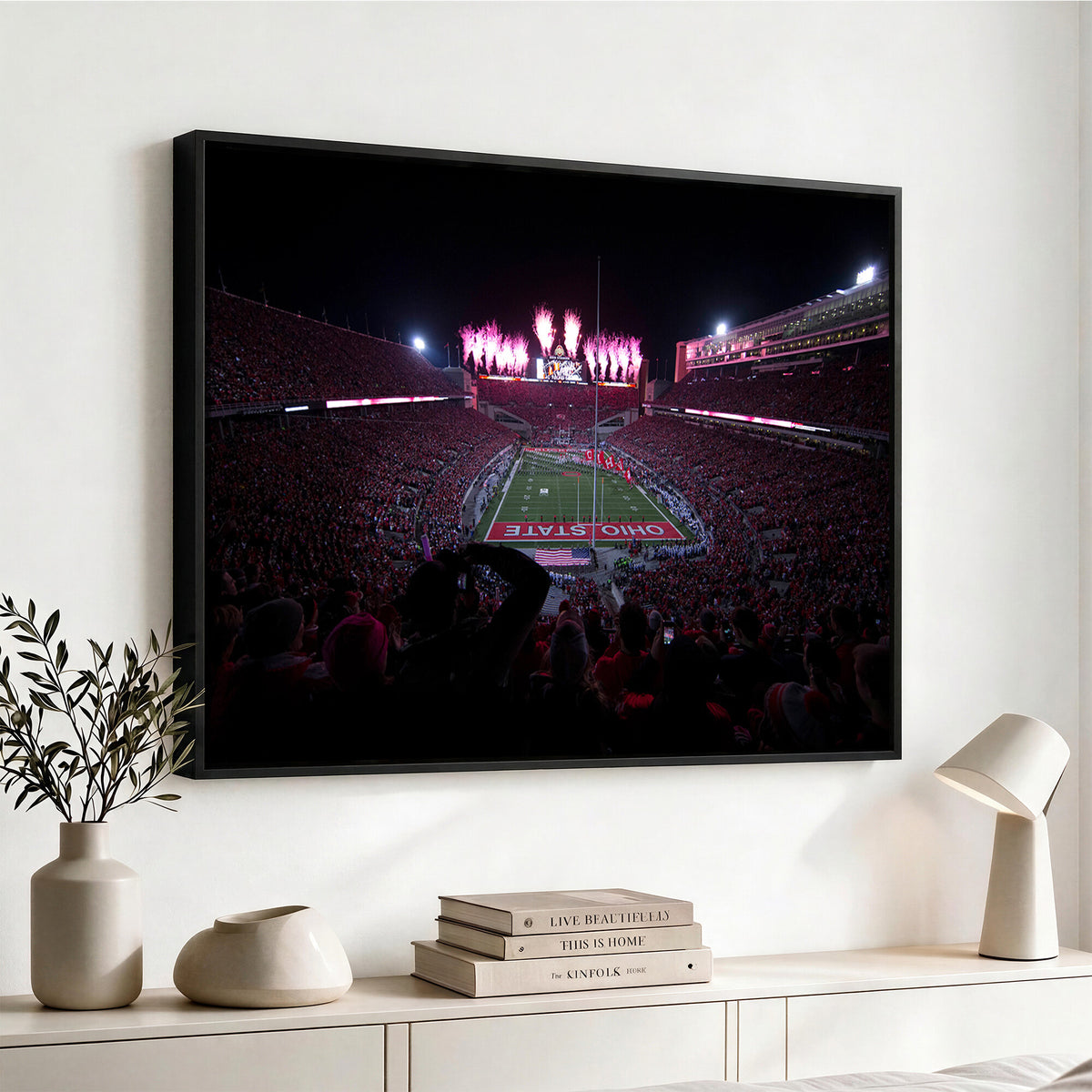20483-PAN-FL-20X10 - Ohio State University Buckeyes Football Team Print - Columbus Ohio Stadium Wall Art Canvas Print