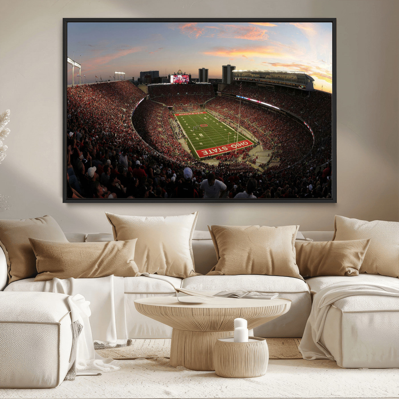 MGV-FC-36X24 - Ohio State University Buckeyes Football Team Print - Columbus Ohio Stadium Wall Art Canvas Print