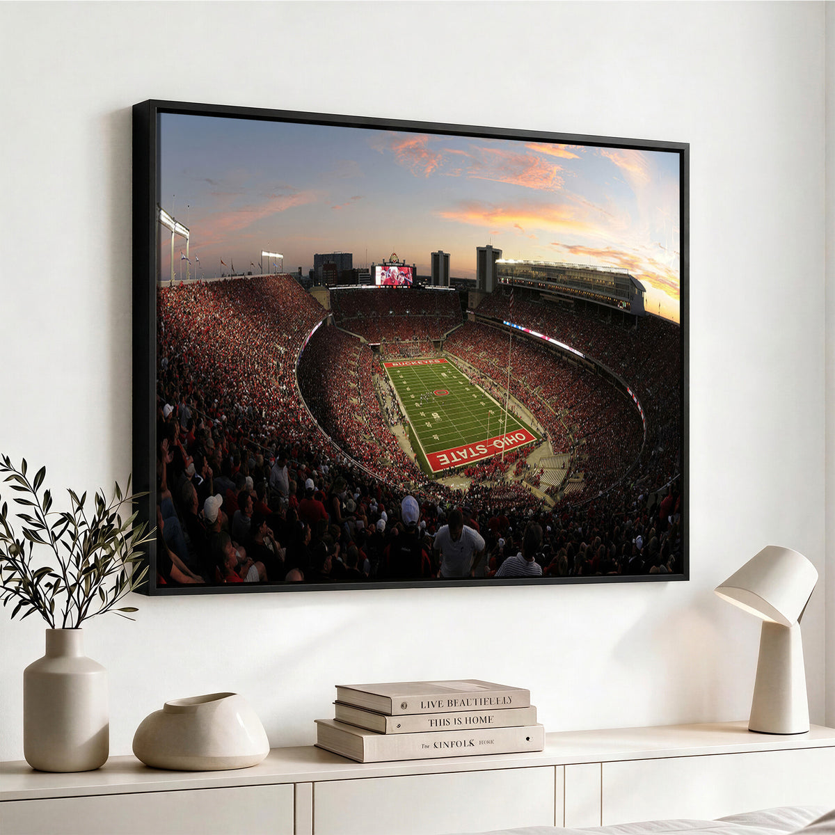 28825-PAN-FL-20X10 - Ohio State University Buckeyes Football Team Print - Columbus Ohio Stadium Wall Art Canvas Print