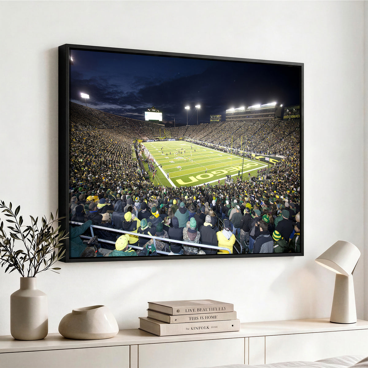 48756-PAN-FL-20X10 - University of Oregon Ducks Football Team Print - Eugene Autzen Stadium Wall Art Canvas Print