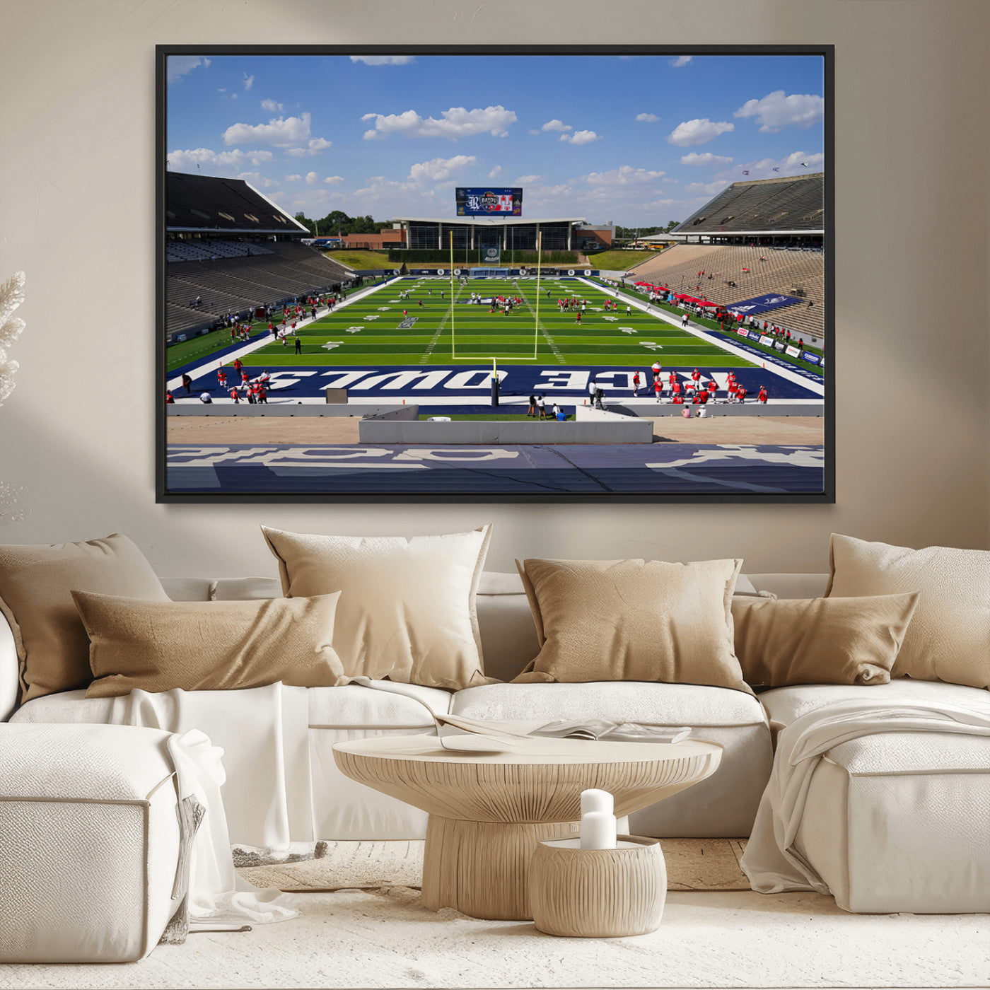 MGV-FC-36X24 - Rice University Owls Football Team Print - Houston Rice Stadium Wall Art Canvas Print