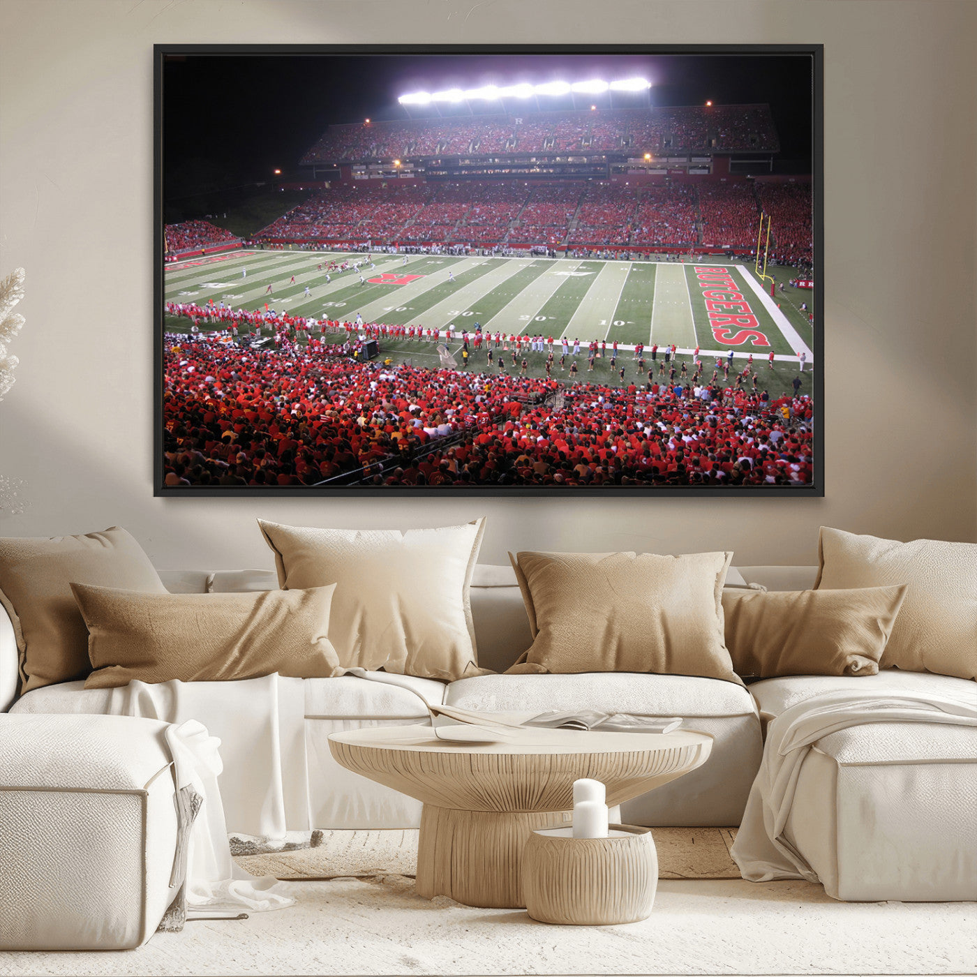 MGV-FC-36X24 - Rutgers University Scarlet Knights Football Team Print - Piscataway SHI Stadium Wall Art Canvas