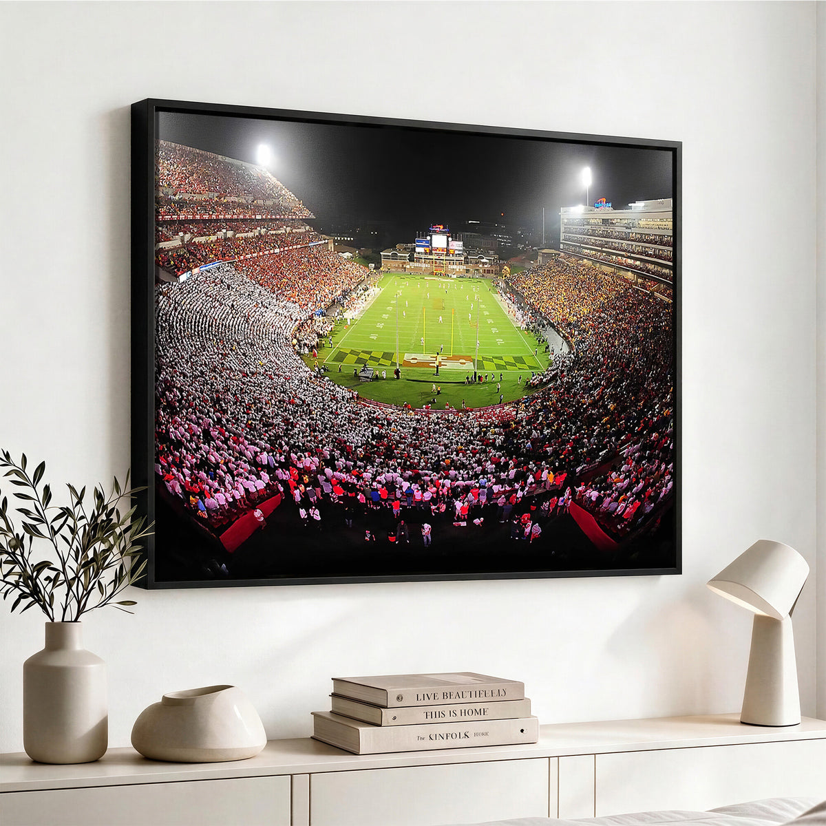 12091-PAN-FL-20X10 - University of Maryland Terrapins Football Team Print - College Park SECU Stadium Wall Art Canvas