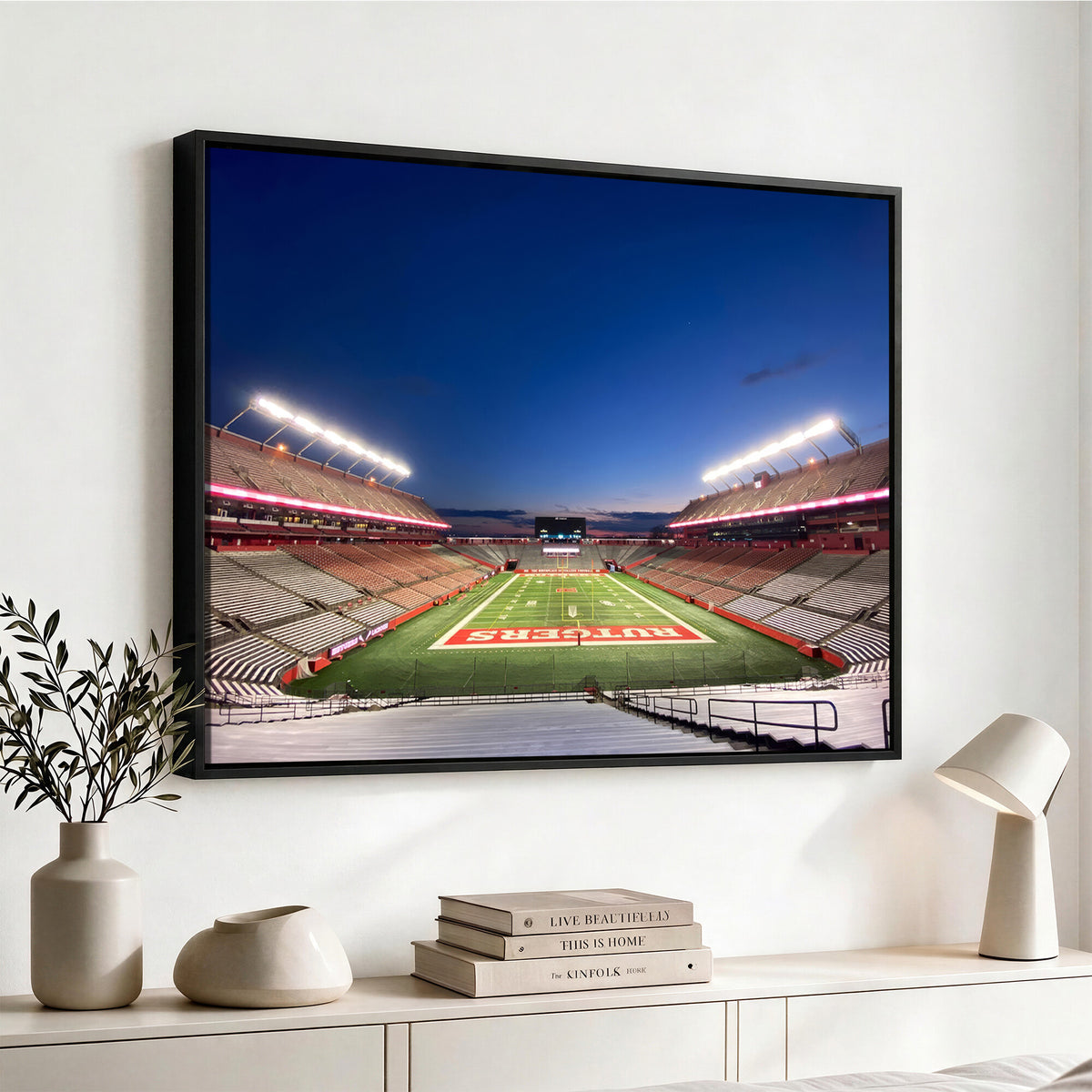 15051-MGV-CV-36X24 - Rutgers Scarlet Knights Football Team Print, Piscataway SHI Stadium