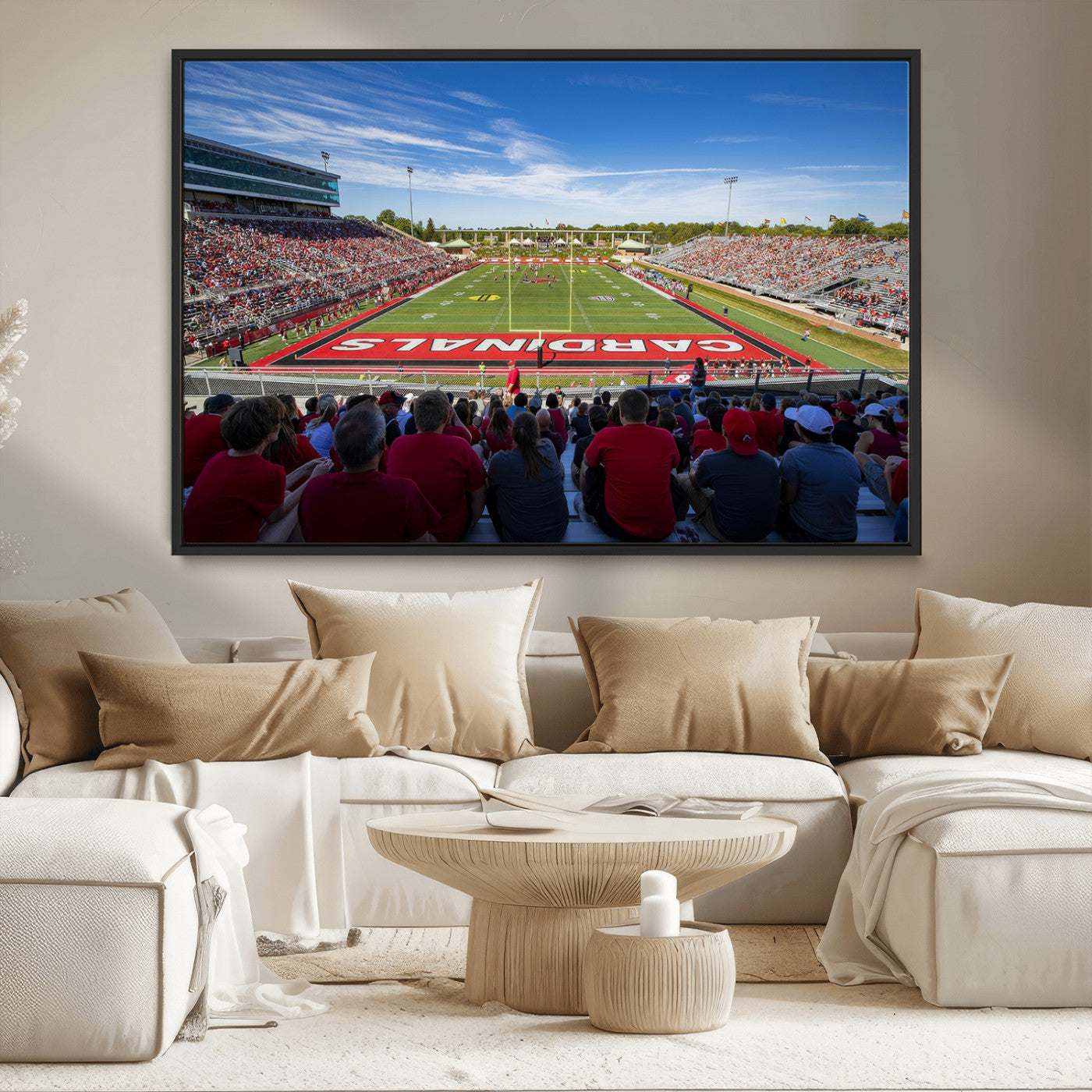 MGV-FC-36X24 - Ball State Cardinals Football Team Print - Muncie Scheumann Stadium Wall Art Canvas Print