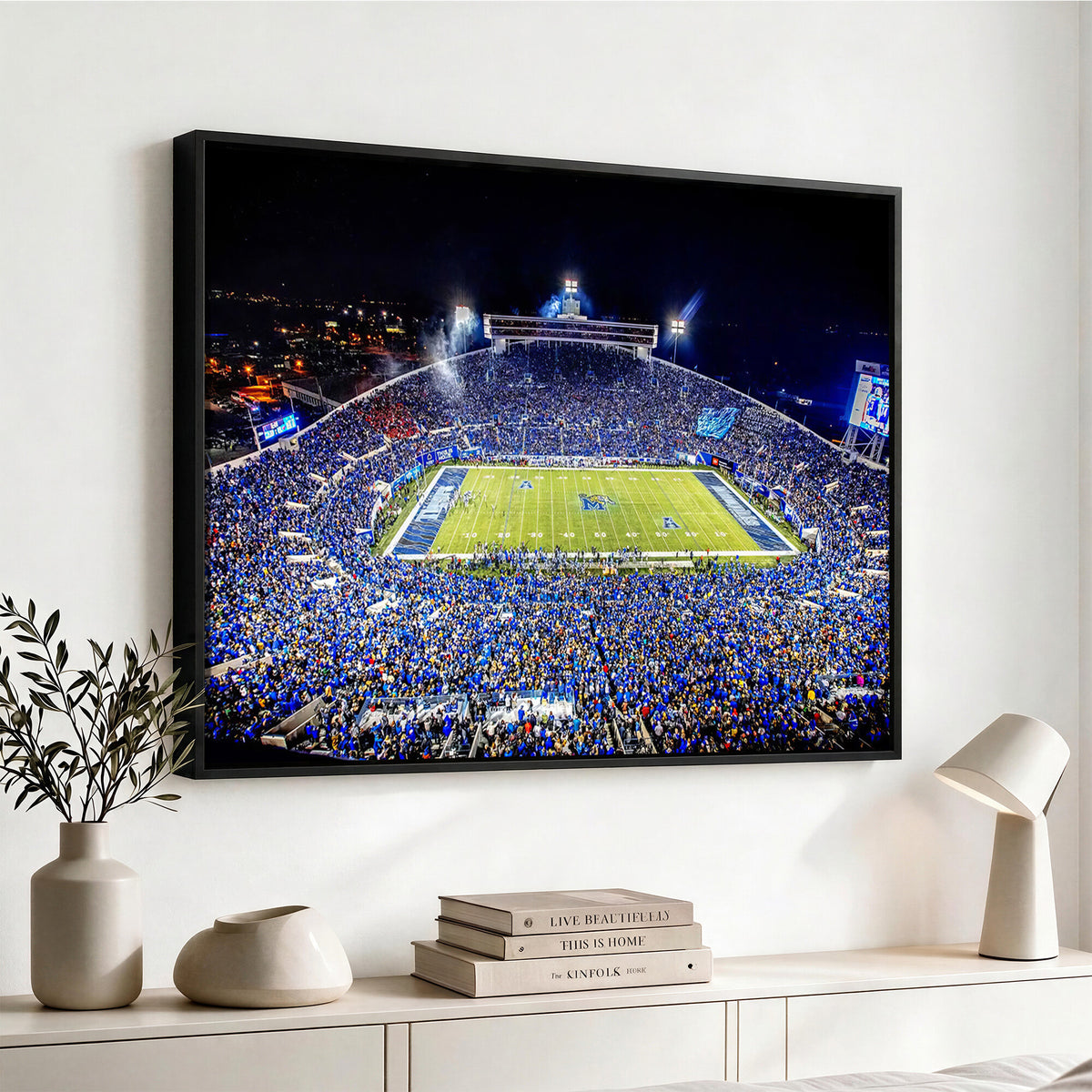 11665-PAN-FL-20X10 - University of Memphis Tigers Football Team Print - Memphis Simmons Bank Liberty Stadium Wall Art