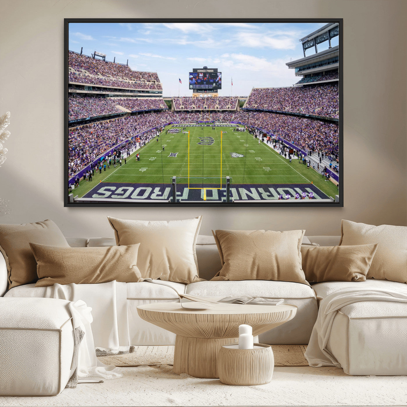 MGV-FC-36X24 - TCU Horned Frogs Football Team Print - Fort Worth Amon G. Carter Stadium Wall Art Canvas Print