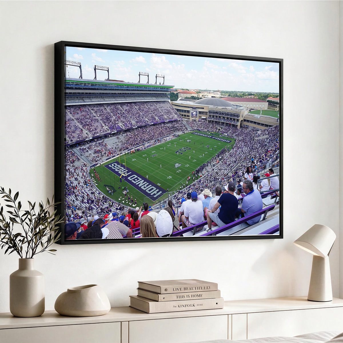 95139-MGV-CV-36X24 - The Texas Christian University TCU Horned Frogs Football Team Print, Fort Worth