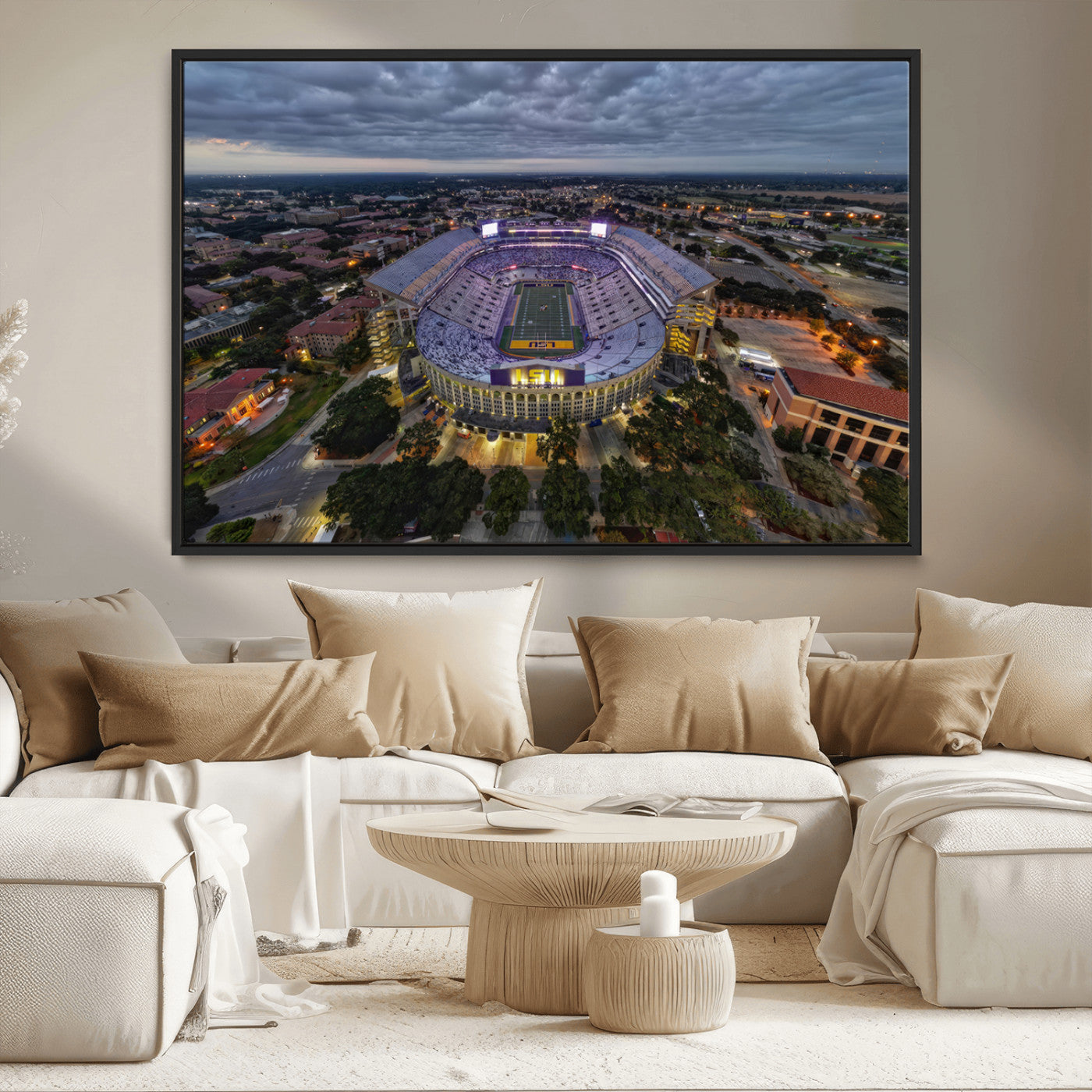 MGV-FC-36X24 - The Louisiana State University Tigers Football Team Print - Baton Rouge Tiger Stadium Wall Art