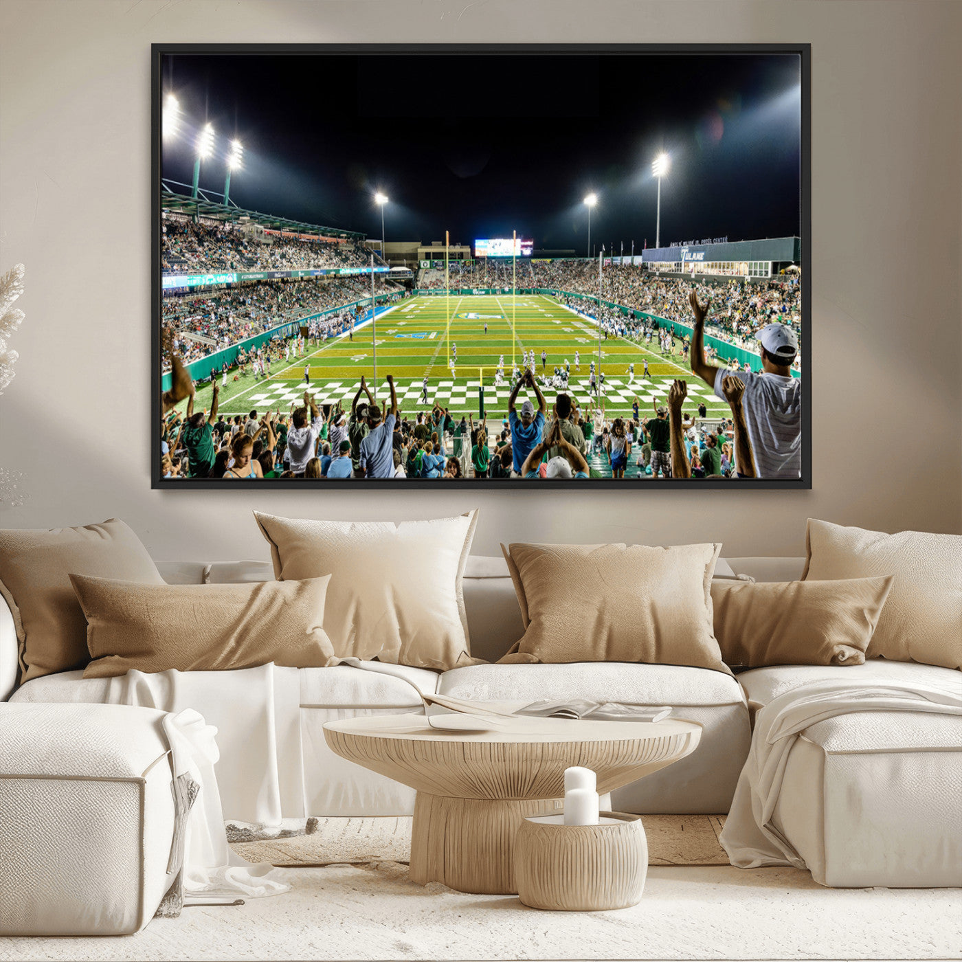 MGV-FC-36X24 - The Tulane University Green Wave Football Team Print - New Orleans Yulman Stadium Wall Art Canvas