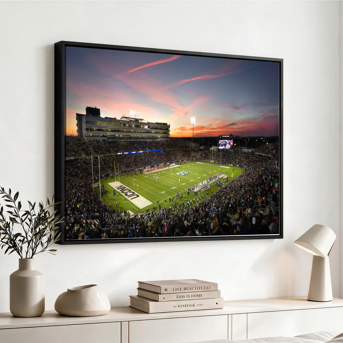 64416-MGV-CV-36X24 - The University of Connecticut UCONN Huskies Football Team Print, Framed and Ready to Hang