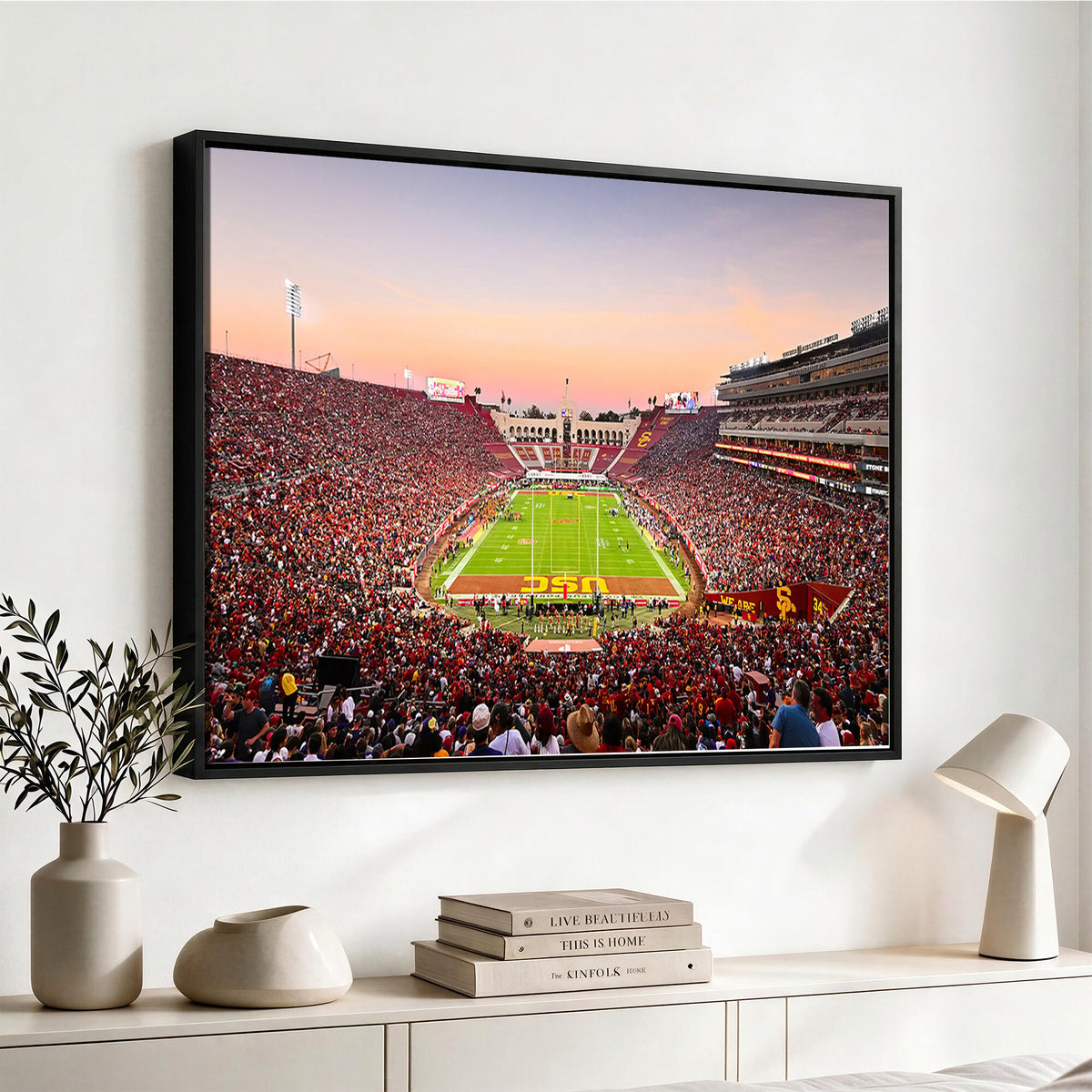 39904-MGV-CV-36X24 - The University of Southern California USC Trojans Football Team Print, Home Bar Wall Decor