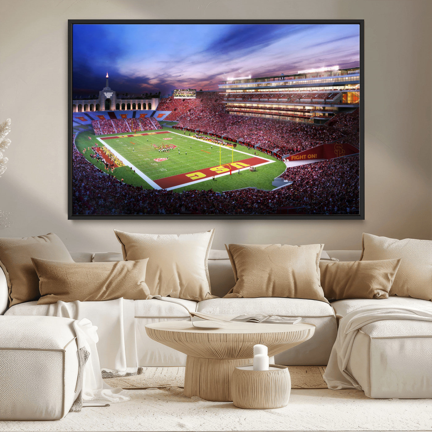 MGV-FC-36X24 - The University of Southern California USC Trojans Football Team Print - Los Angeles Memorial