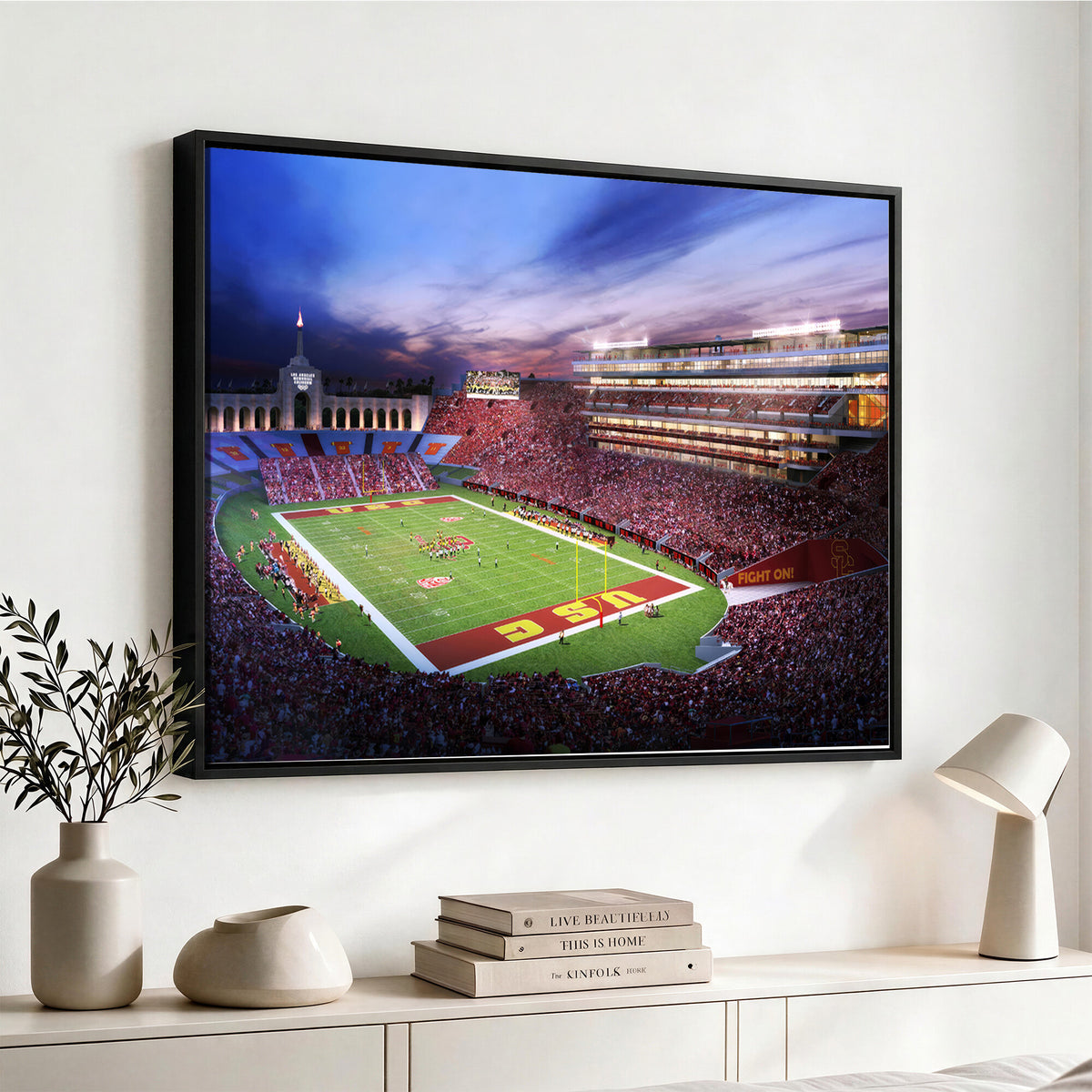 71879-MGV-CV-36X24 - The University of Southern California USC Trojans Football Team Print, Framed and Ready to Hang