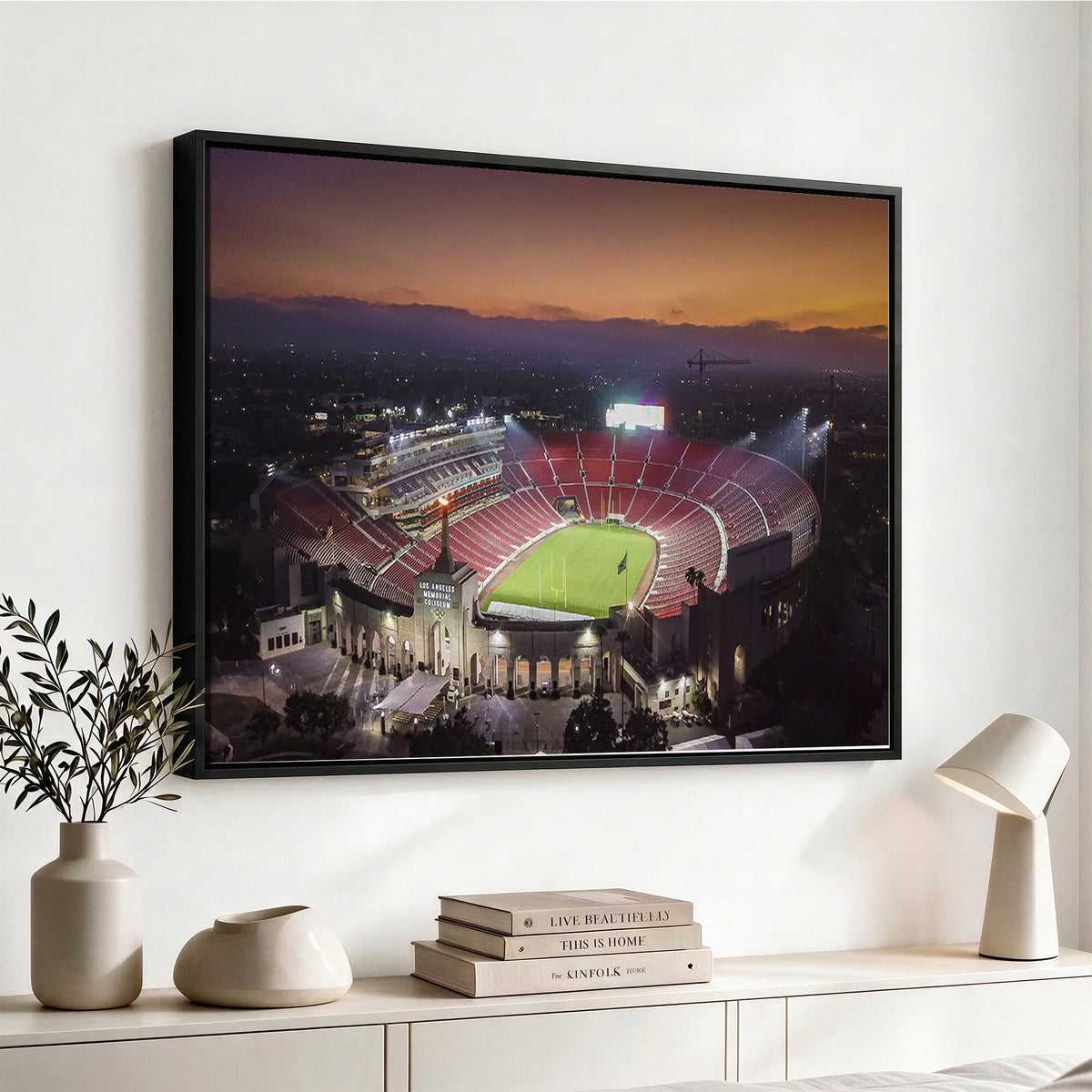 50666-MGV-CV-36X24 - The University of Southern California USC Trojans Football Team Print, Los Angeles Memorial Coliseum
