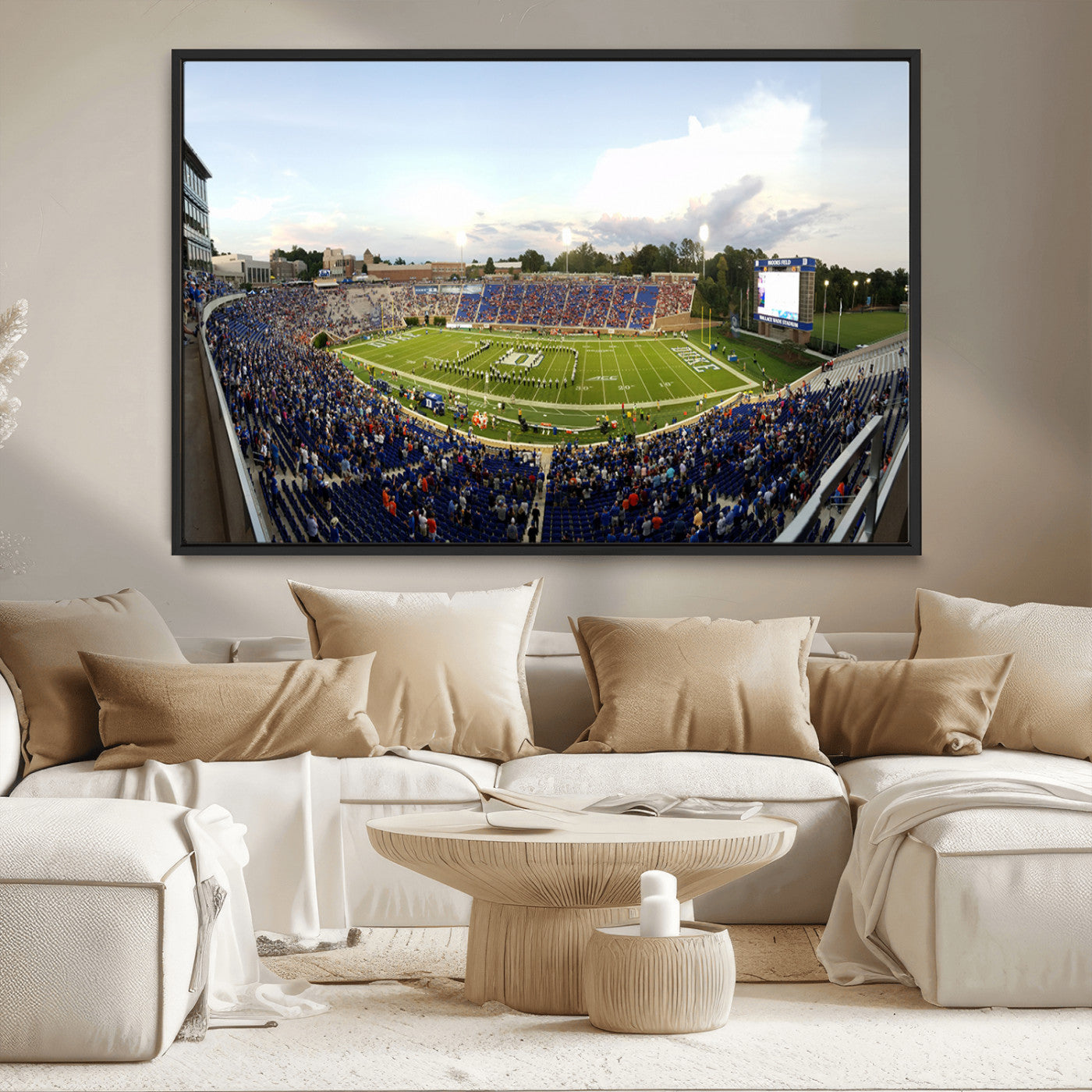MGV-FC-36X24 - The Duke University Blue Devils Football Team Print - Durham Wallace Wade Stadium Wall Art Canvas