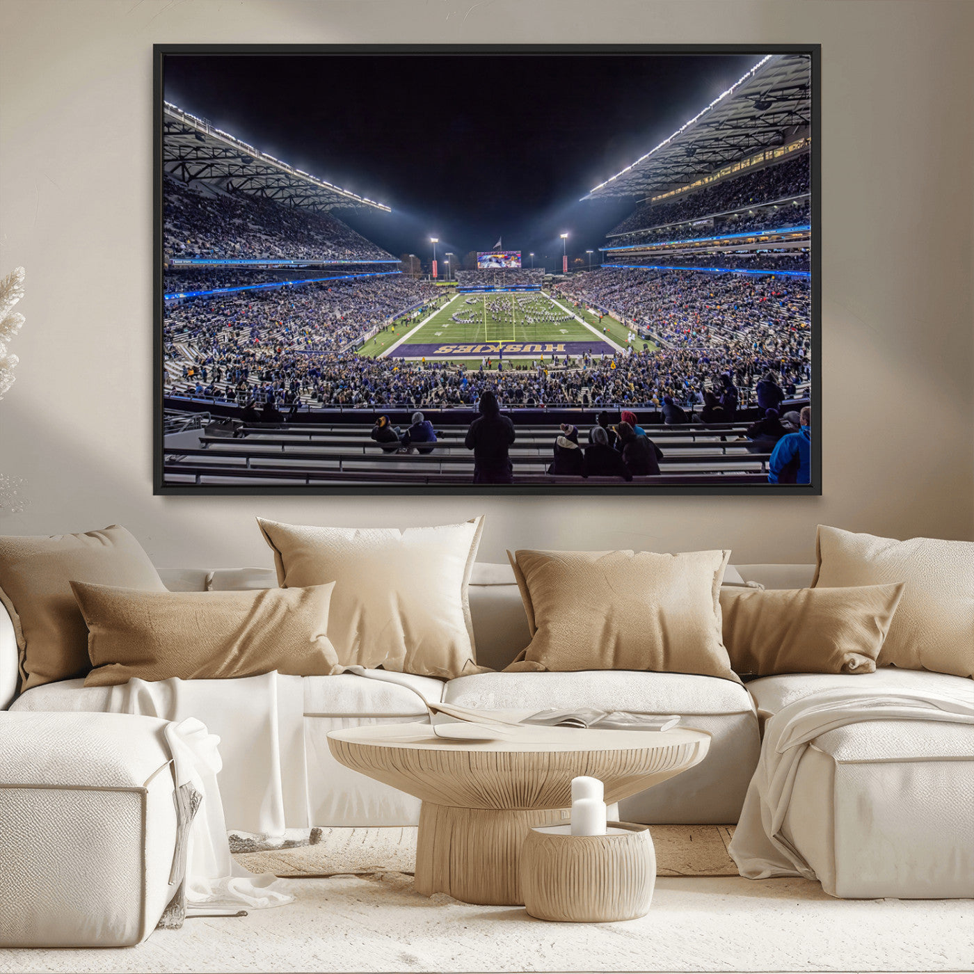 MGV-FC-36X24 - The University of Washington Huskies Football Team Print - Seattle Husky Stadium Wall Art Canvas