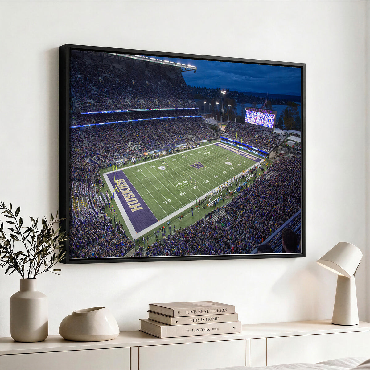 84780-MGV-CV-36X24 - The University of Washington Huskies Football Team Print, Framed and Ready to Hang