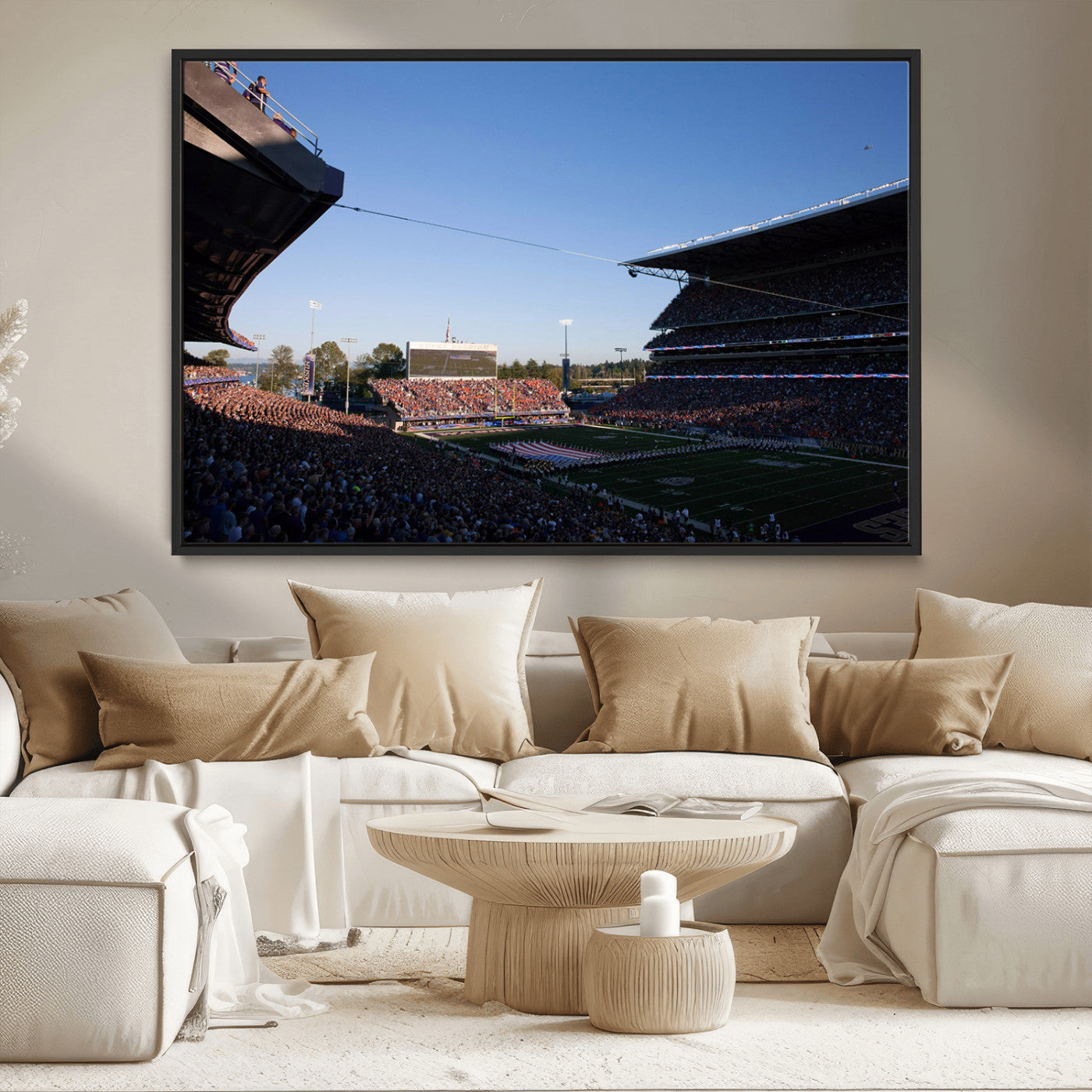 MGV-FC-36X24 - The University of Washington Huskies Football Team Print - Seattle Husky Stadium Wall Art Canvas