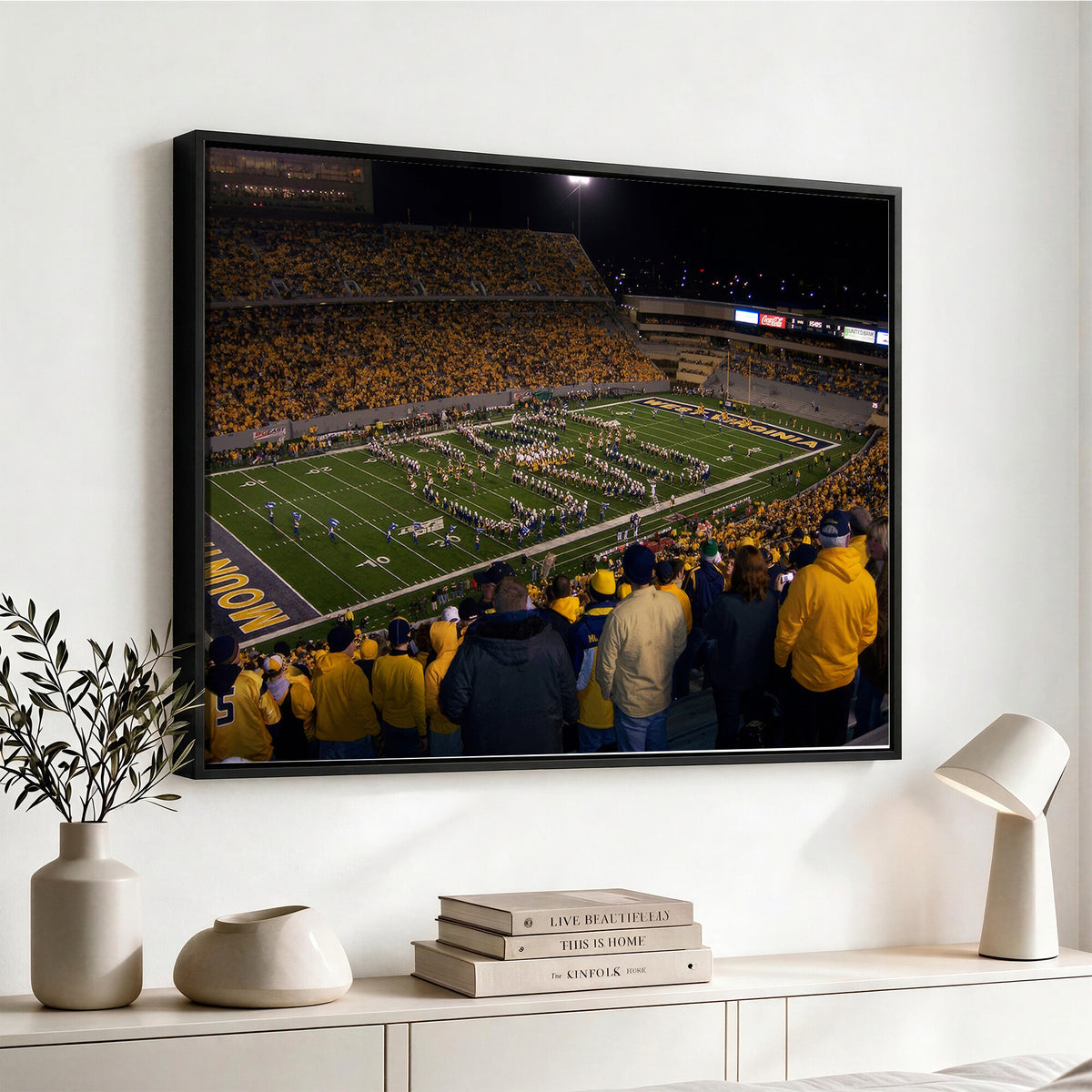 58154-MGV-CV-36X24 - West Virginia University Mountaineers Football Team Print, Milan Puskar Stadium, Morgantown