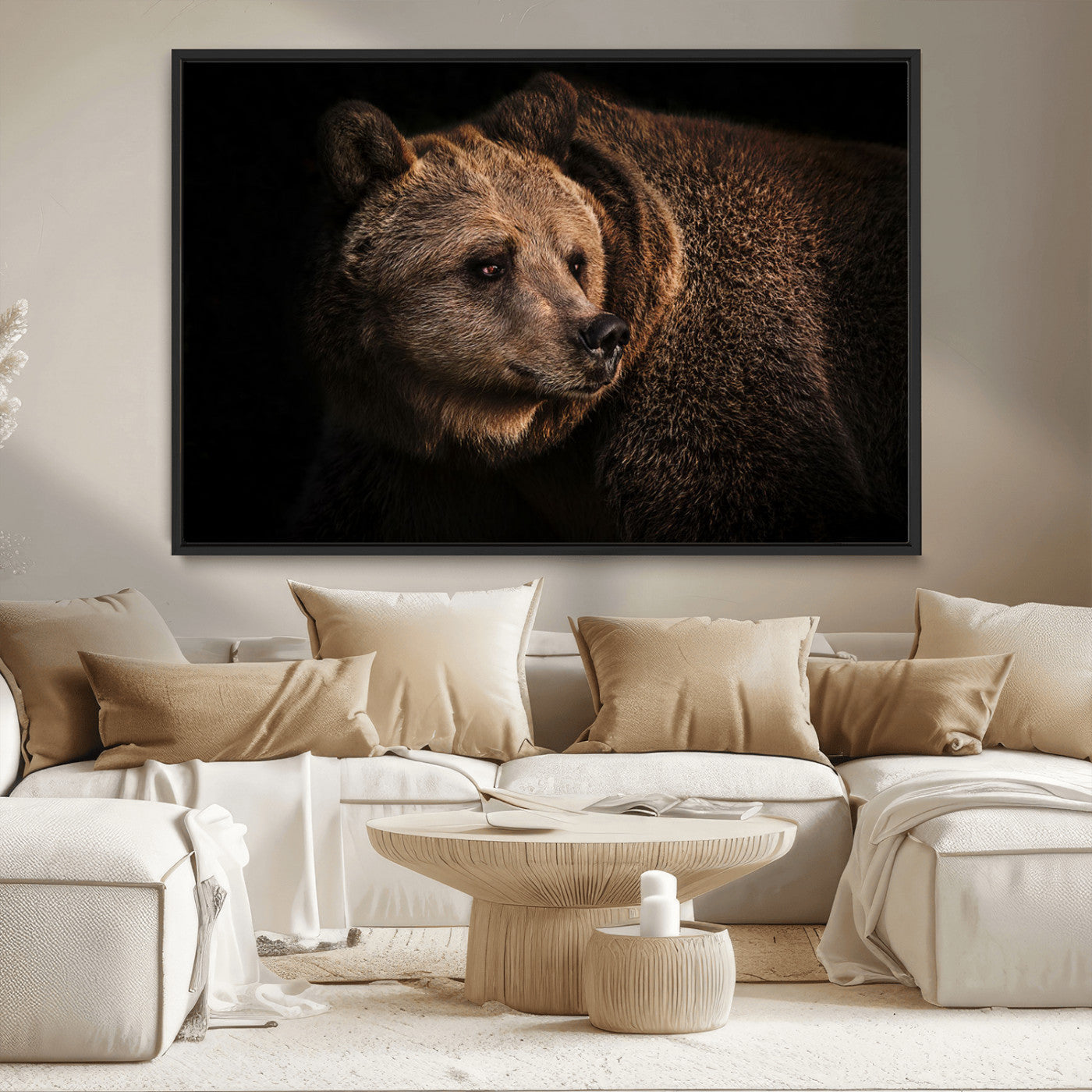 MGV-FC-36X24 - Wild Grizzly 399 Bear Canvas Wall Art Print, Bear Animal Canvas Artwork Print, Black Bear Wall Art