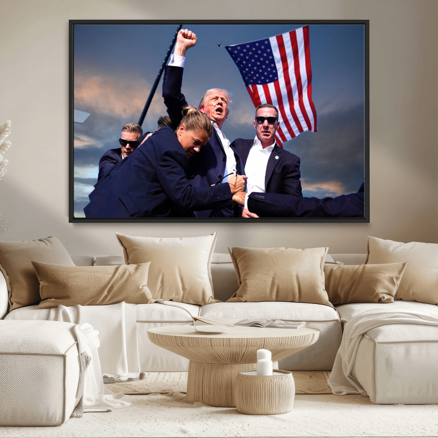 MGV-FC-36X24 - Donald Trump Assassination Attempt Wall Art Print, Trump Historic Footage - Iconic Reaction by Trump