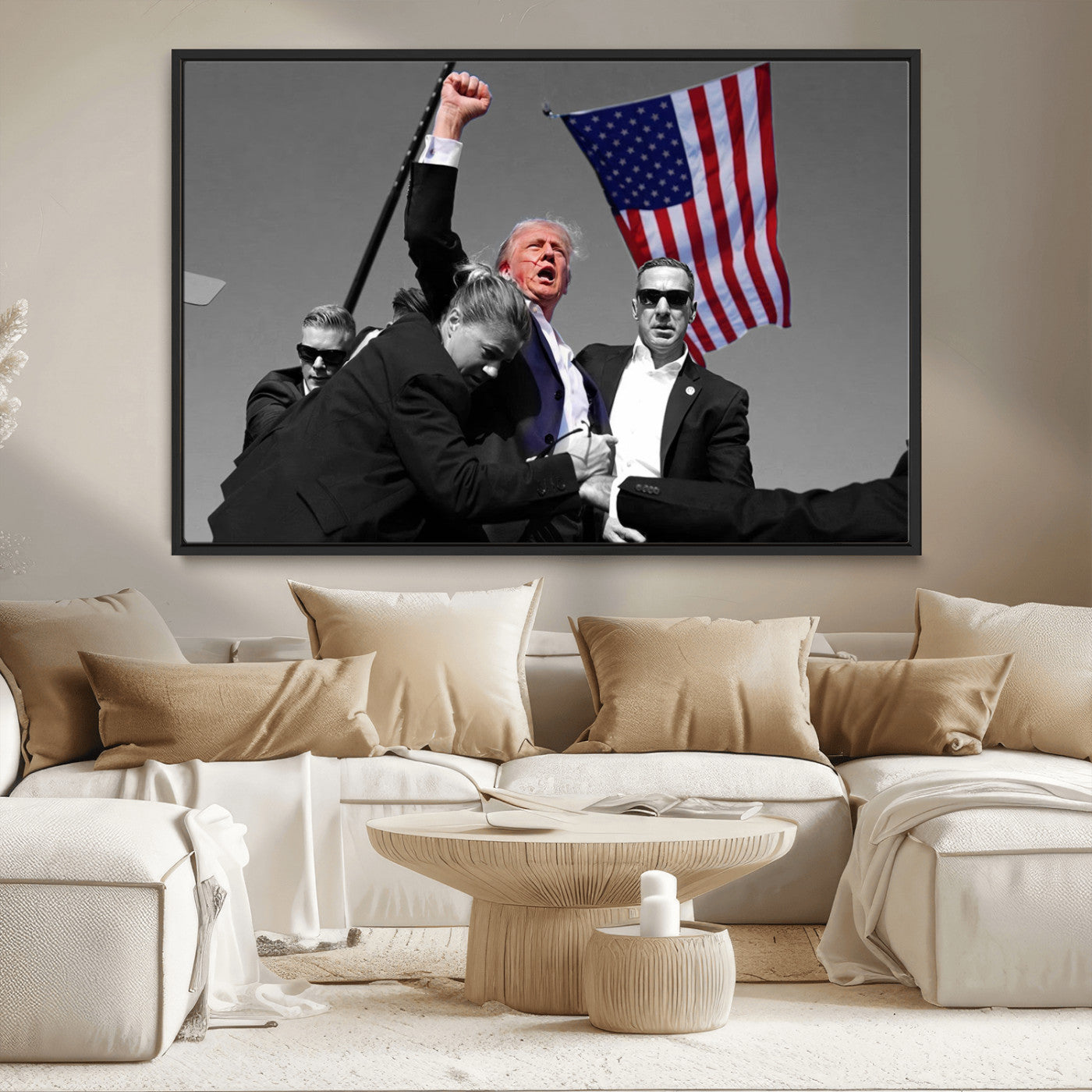 MGV-FC-36X24 - Donald Trump Assassination Attempt Wall Art Print, Trump Historic Footage - Iconic Reaction by Trump