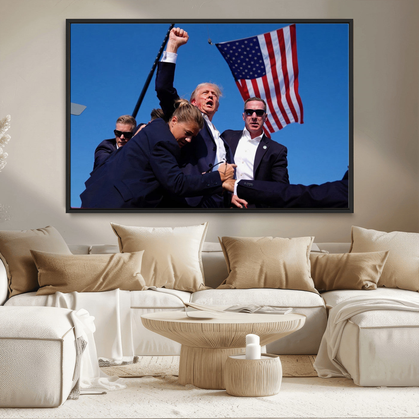 MGV-FC-36X24 - Donald Trump Assassination Attempt Wall Art Print, Trump Historic Footage - Iconic Reaction by Trump
